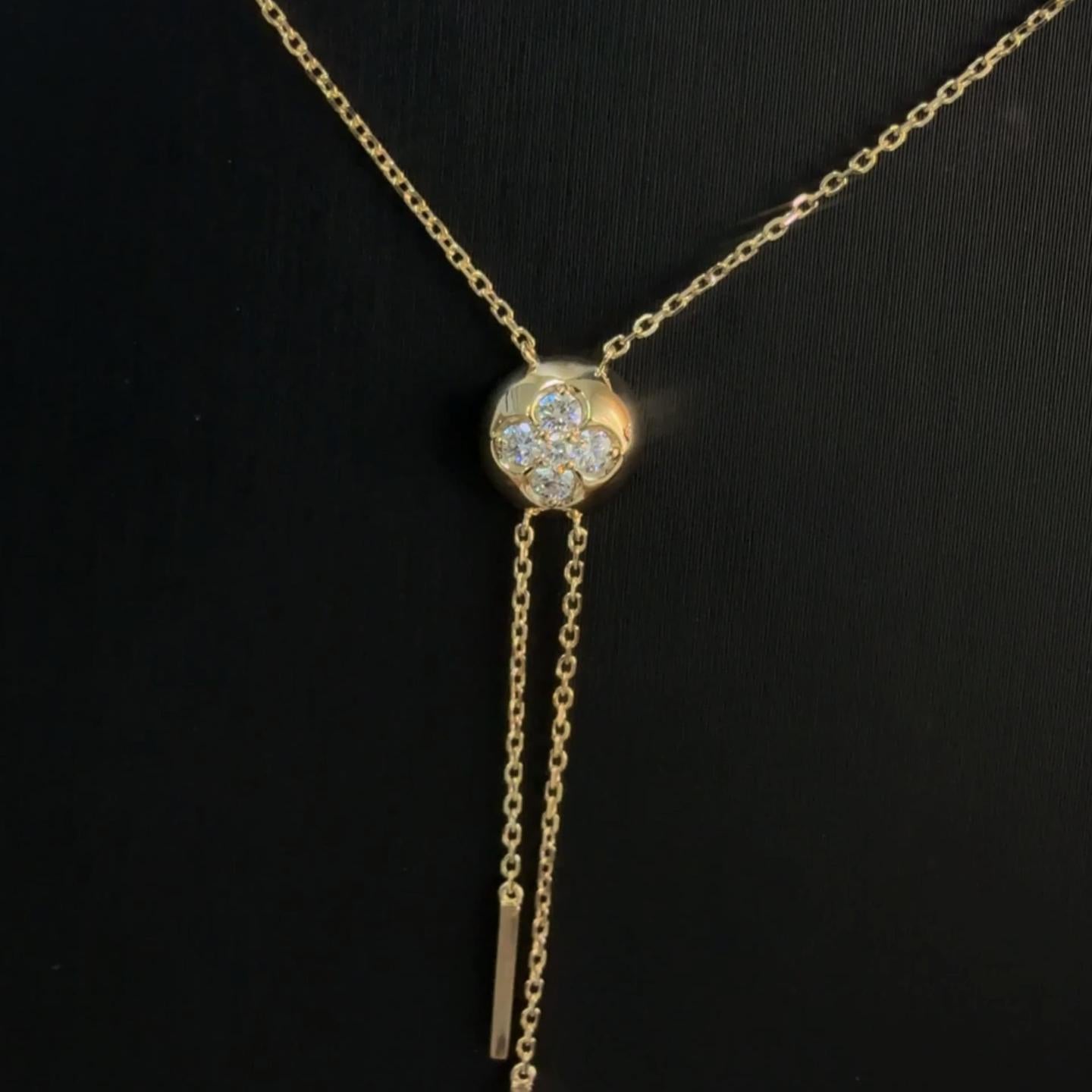 Lab Grown Diamond Ball Pendant Y Necklace In 14K Solid Gold/Platinum - Necklaces