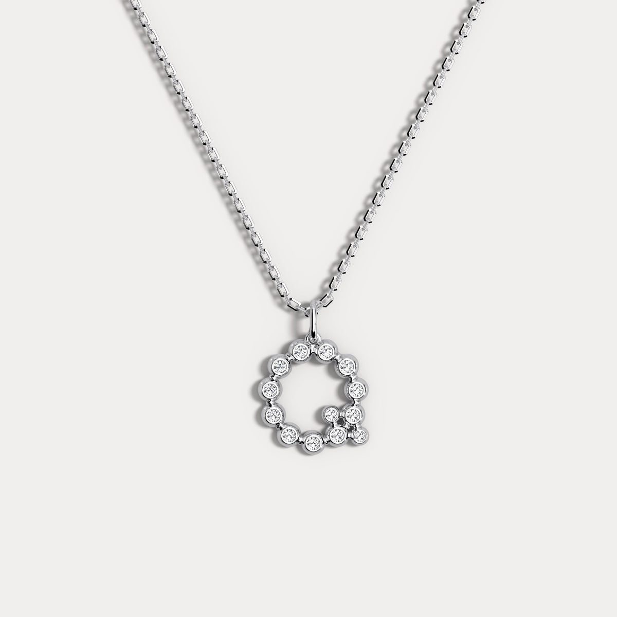Sterling Silver Initial Letter Necklace – Bubble Pendant - Necklaces