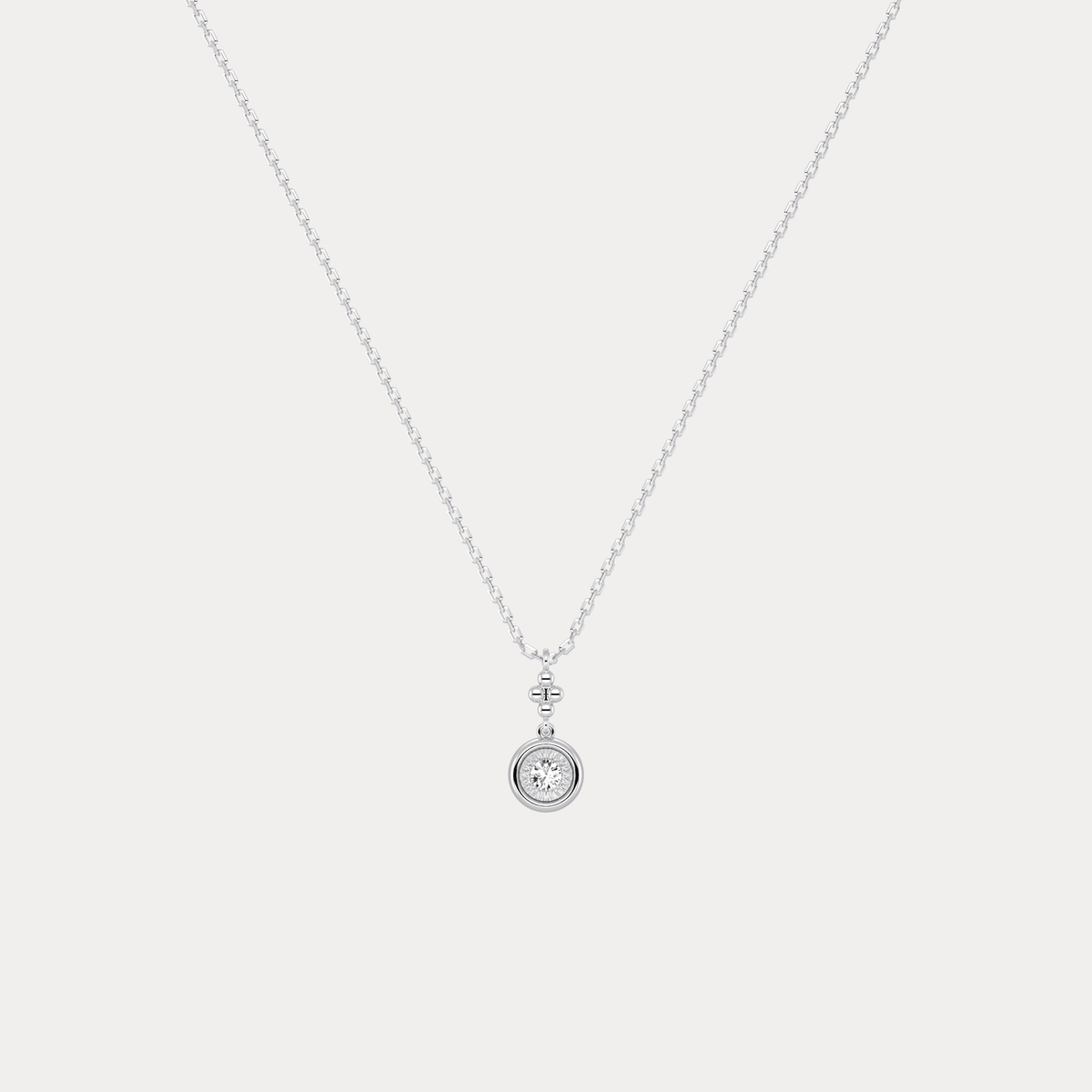 Sterling Silver Lab - Grown Diamond Bezel Pendant Necklace - Necklaces