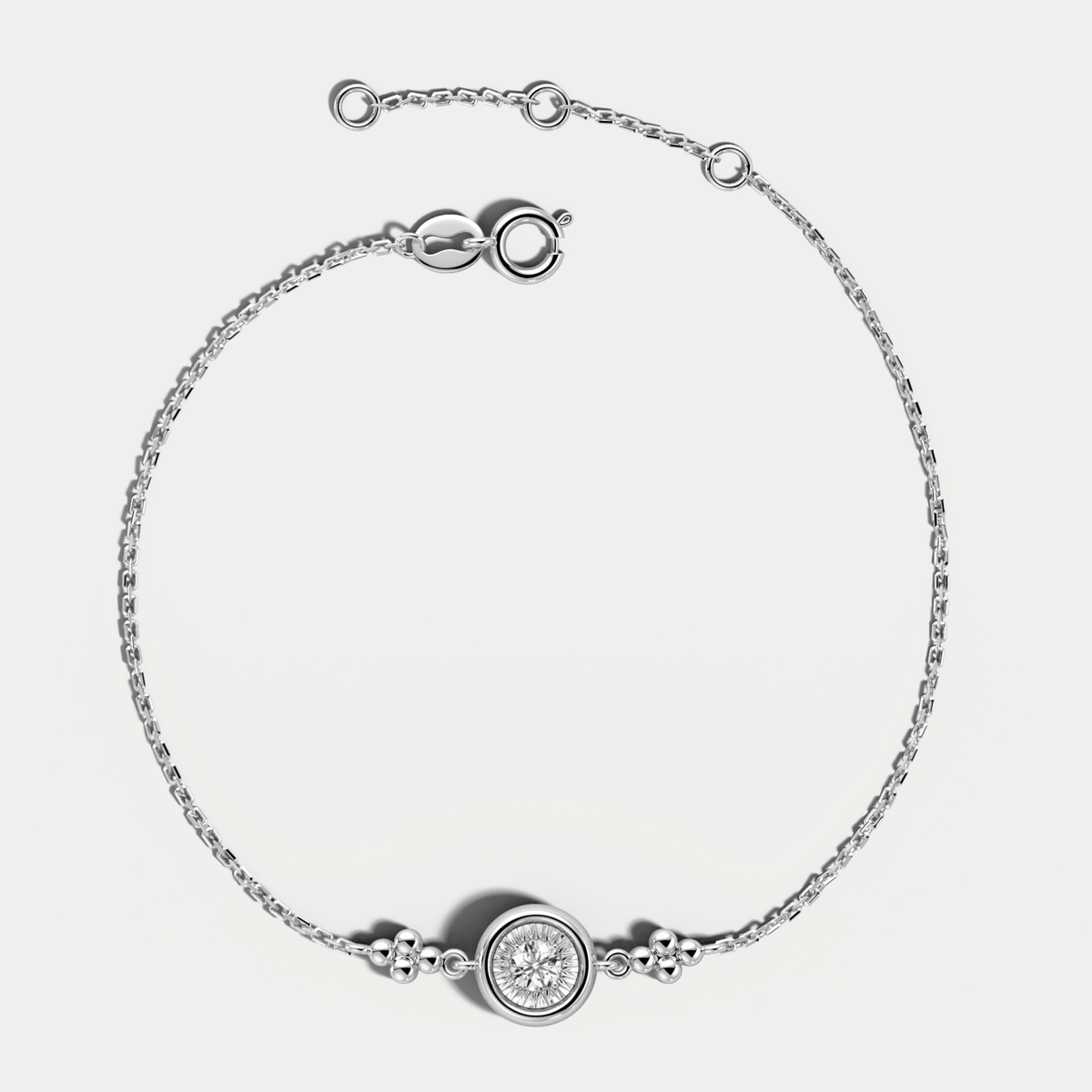 Bezel Set Lab - Grown Diamond Solitaire Chain Bracelet in Sterling Silver - Bracelets