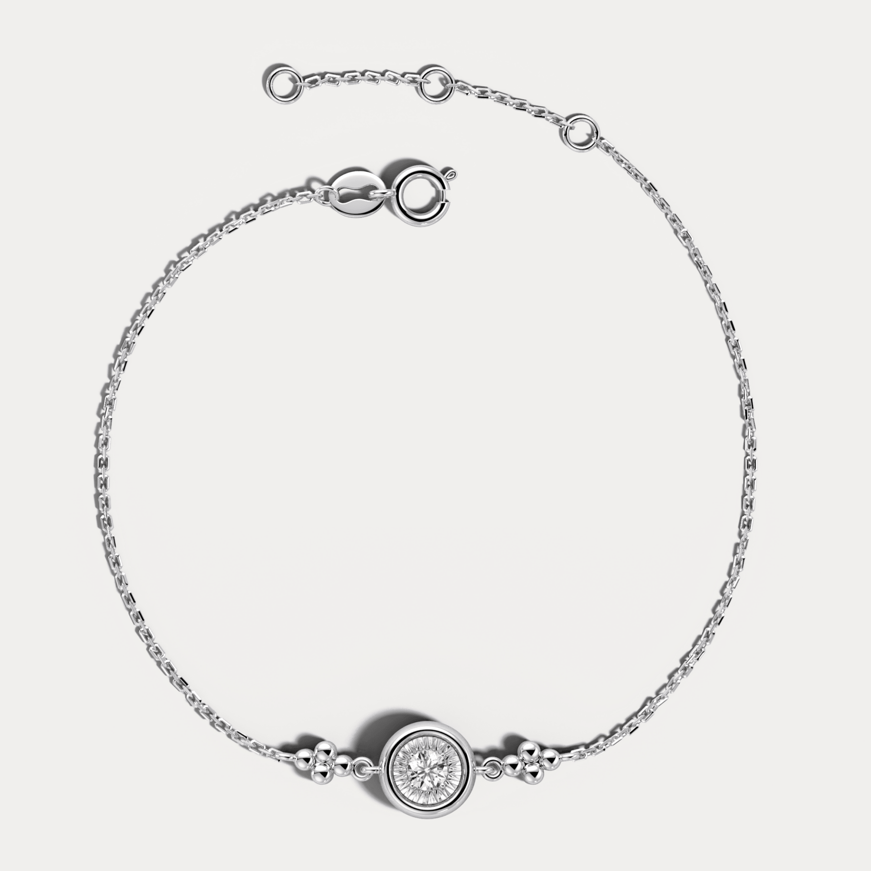 Bezel Set Lab - Grown Diamond Solitaire Chain Bracelet in Sterling Silver - Bracelets