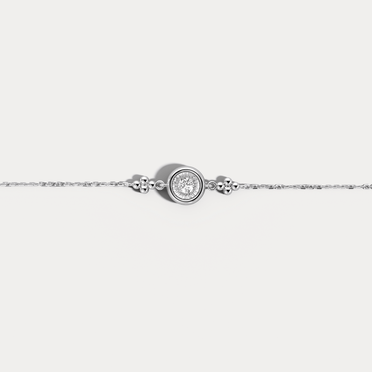 Bezel Set Lab - Grown Diamond Solitaire Chain Bracelet in Sterling Silver - Bracelets