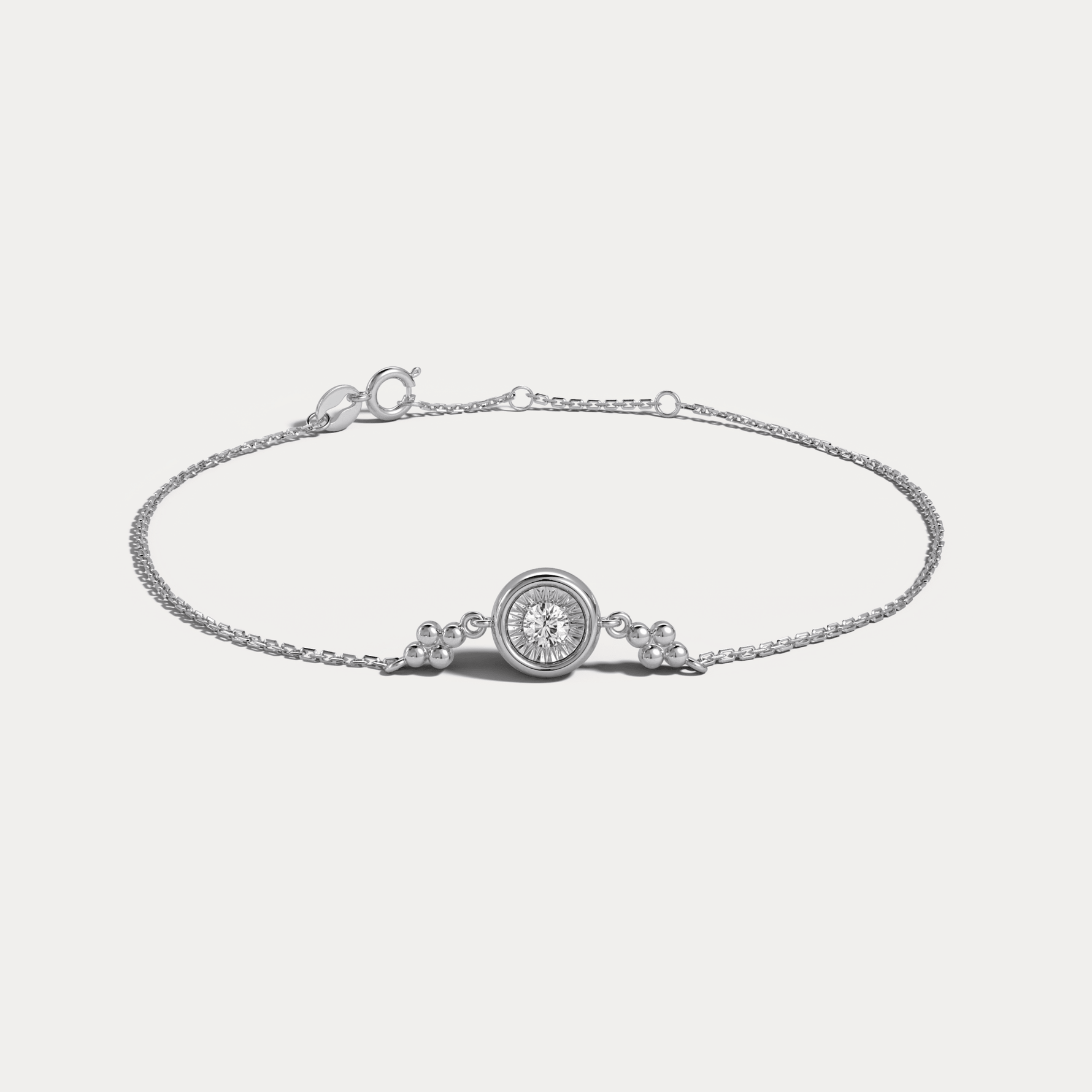 Bezel Set Lab - Grown Diamond Solitaire Chain Bracelet in Sterling Silver - Bracelets