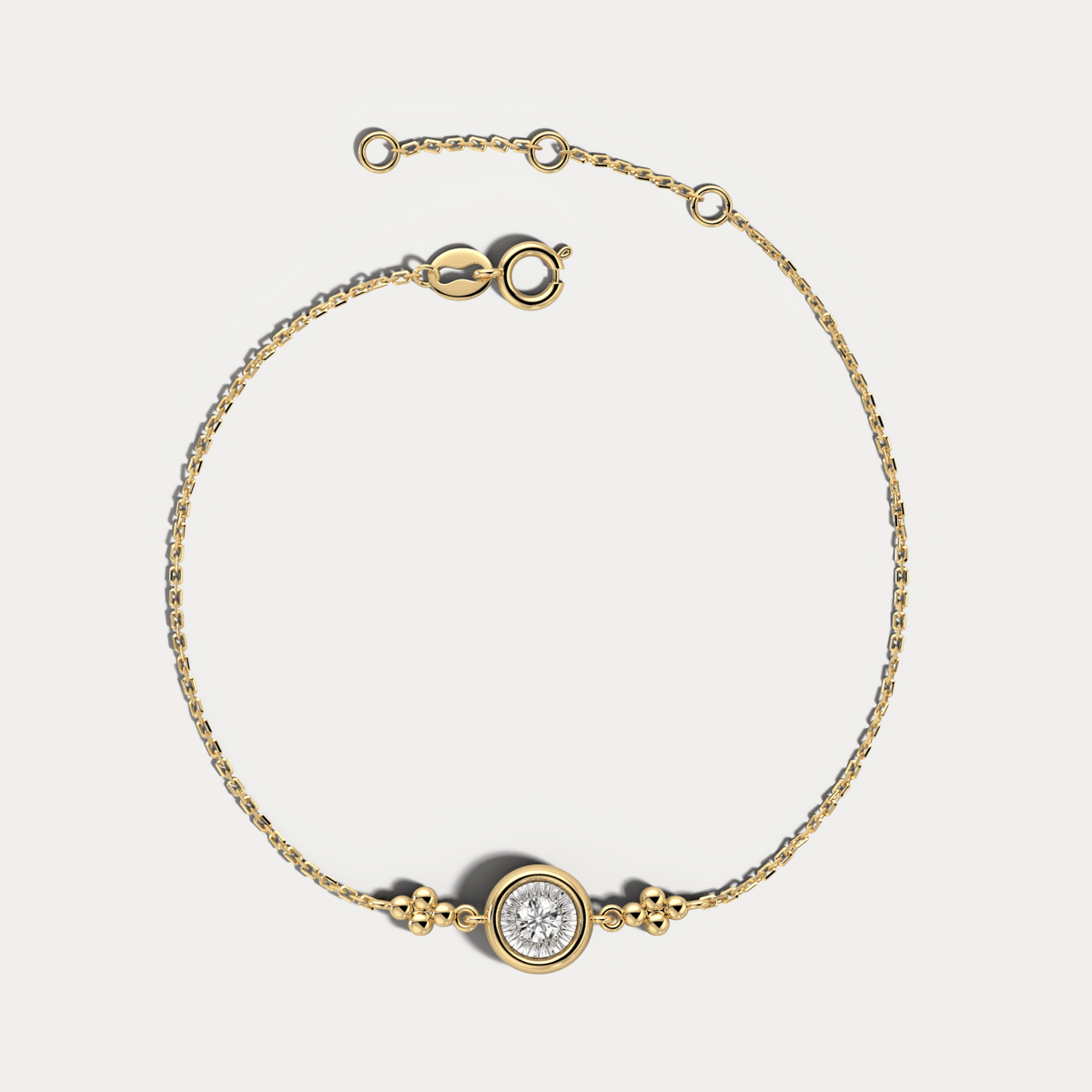 Bezel Set Lab - Grown Diamond Solitaire Chain Bracelet in Sterling Silver - Bracelets