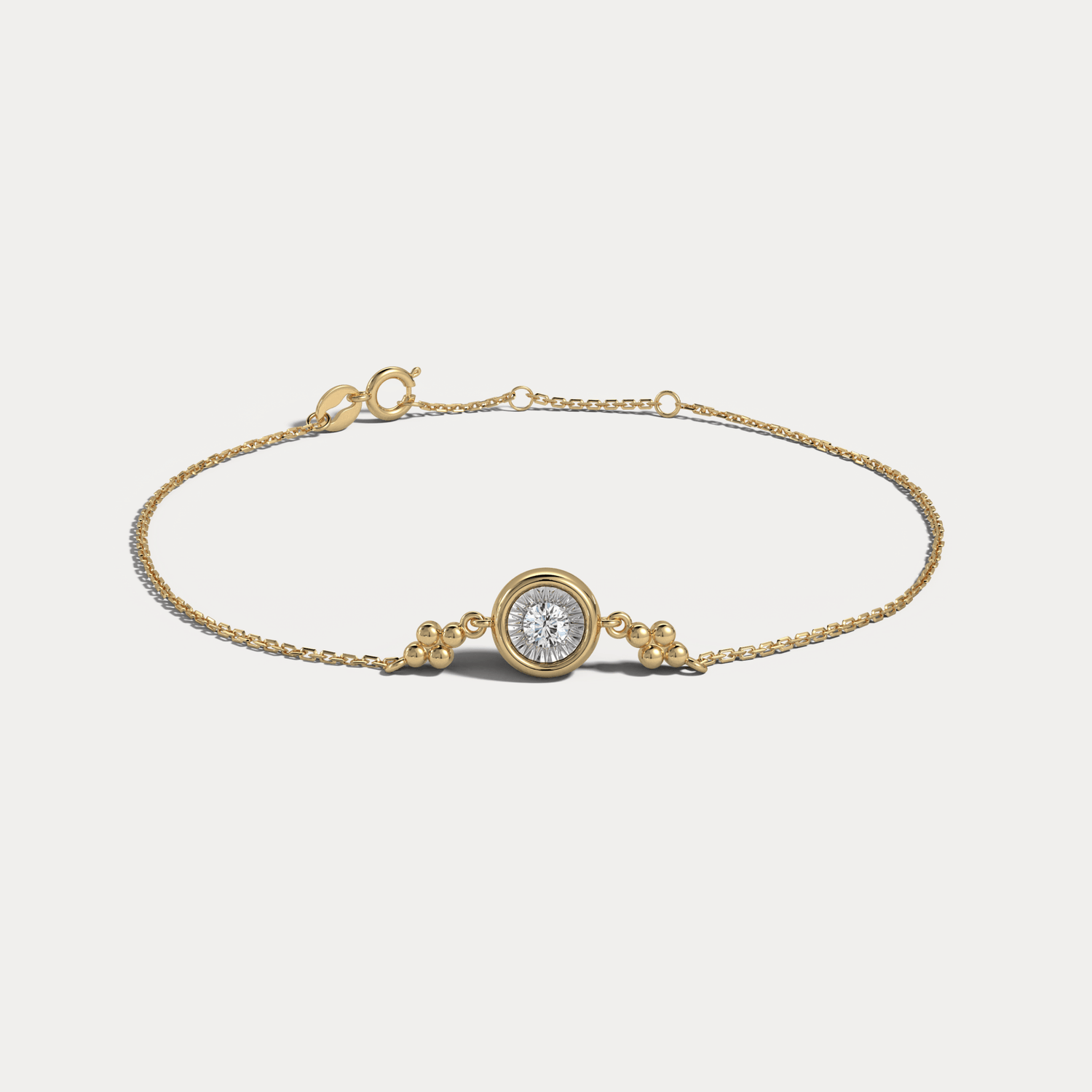 Bezel Set Lab - Grown Diamond Solitaire Chain Bracelet in Sterling Silver - Bracelets