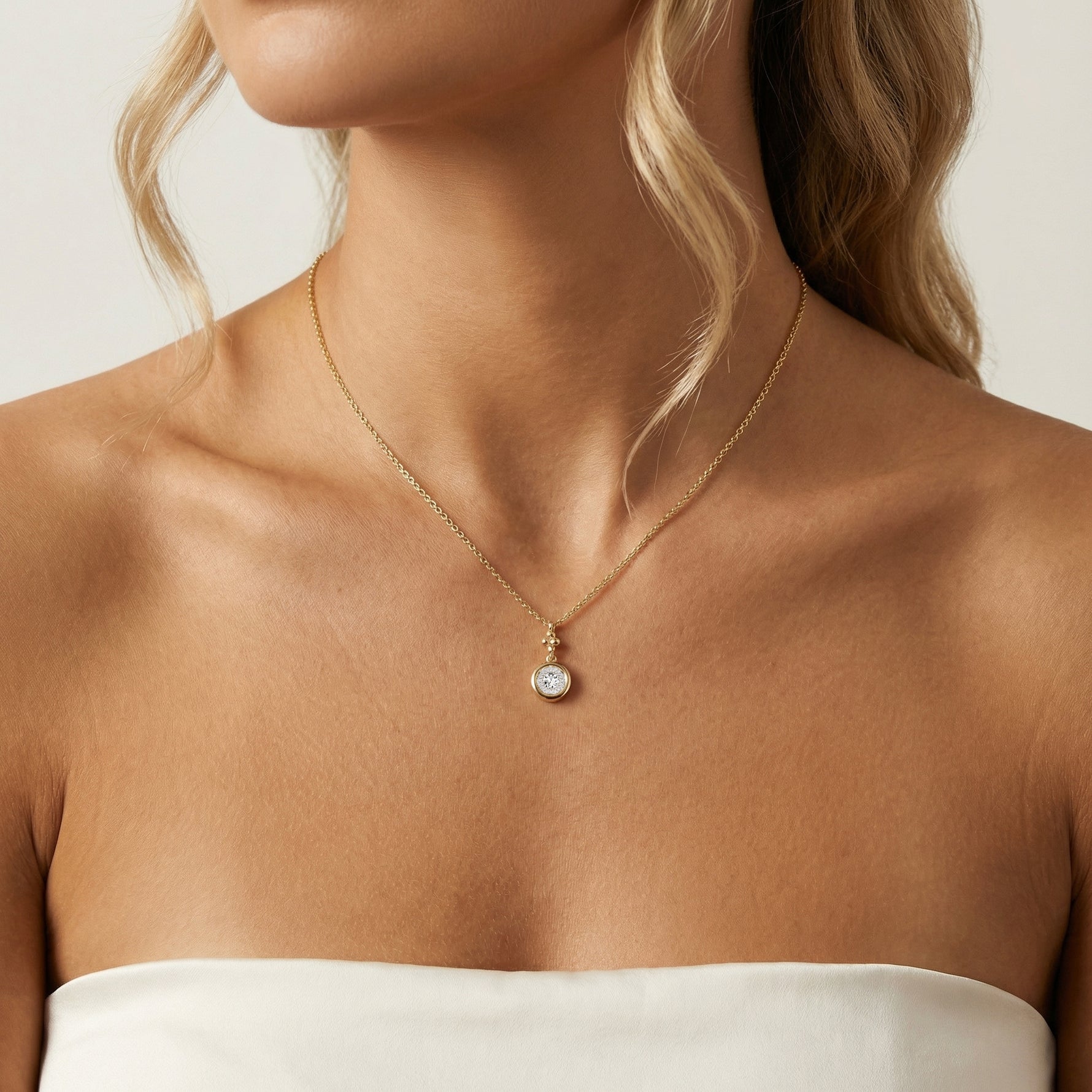 Sterling Silver Lab - Grown Diamond Bezel Pendant Necklace - Necklaces