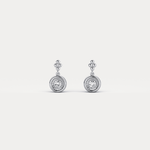Sterling Silver Bezel Set Drop Earring with Lab - Grown Diamond - Earrings