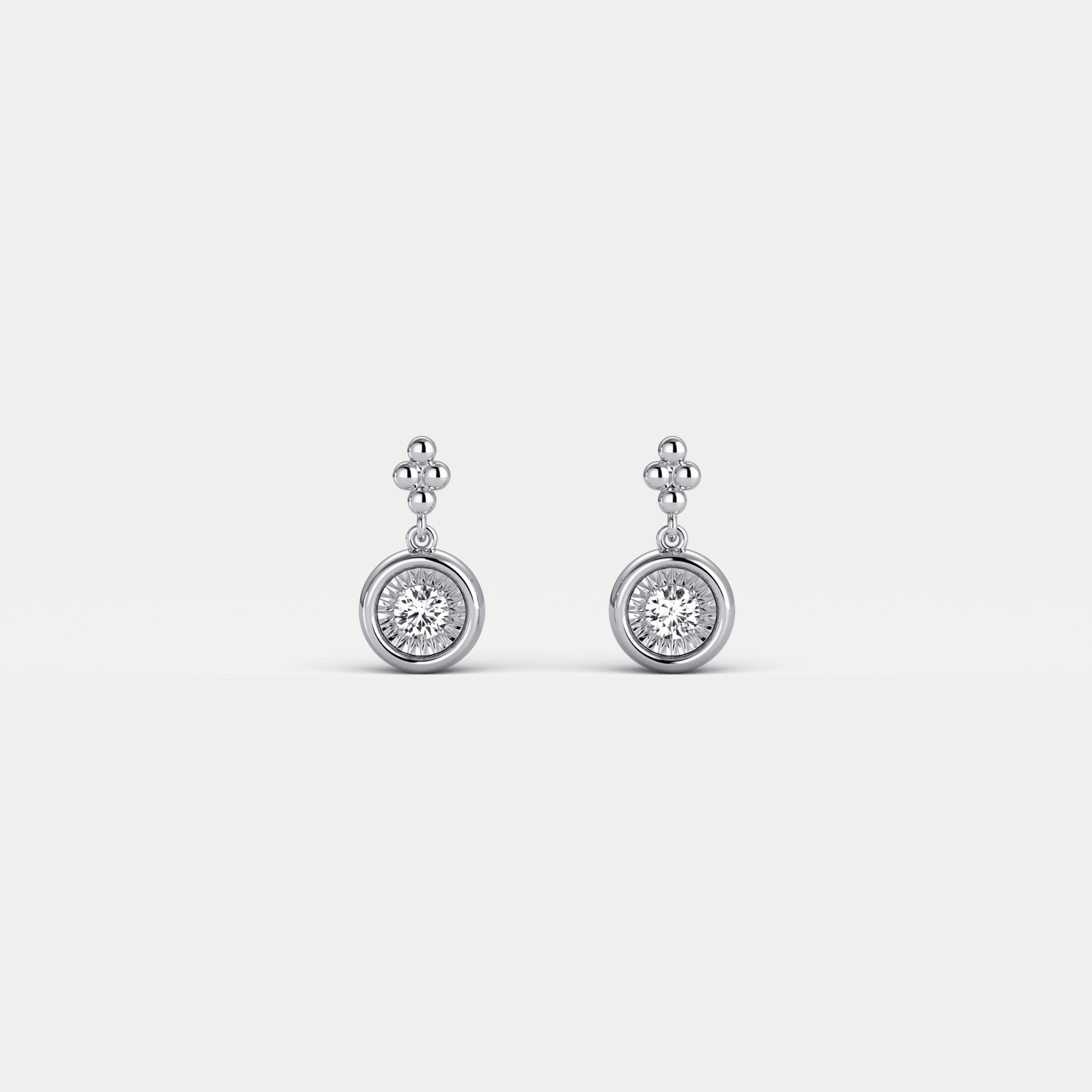Sterling Silver Bezel Set Drop Earring with Lab - Grown Diamond - Earrings