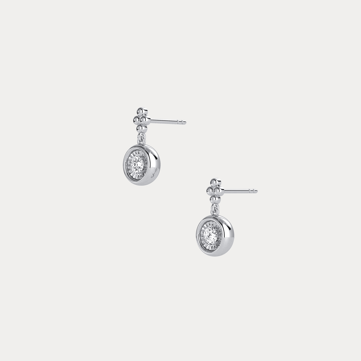 Sterling Silver Bezel Set Drop Earring with Lab - Grown Diamond - Earrings