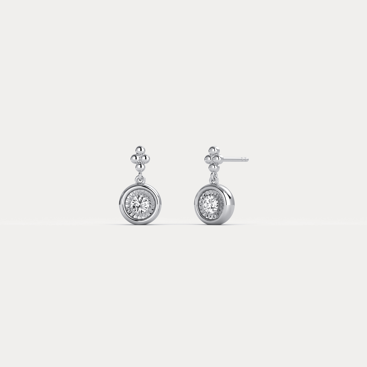 Sterling Silver Bezel Set Drop Earring with Lab - Grown Diamond - Earrings