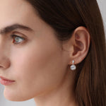 Sterling Silver Bezel Set Drop Earring with Lab - Grown Diamond - Earrings