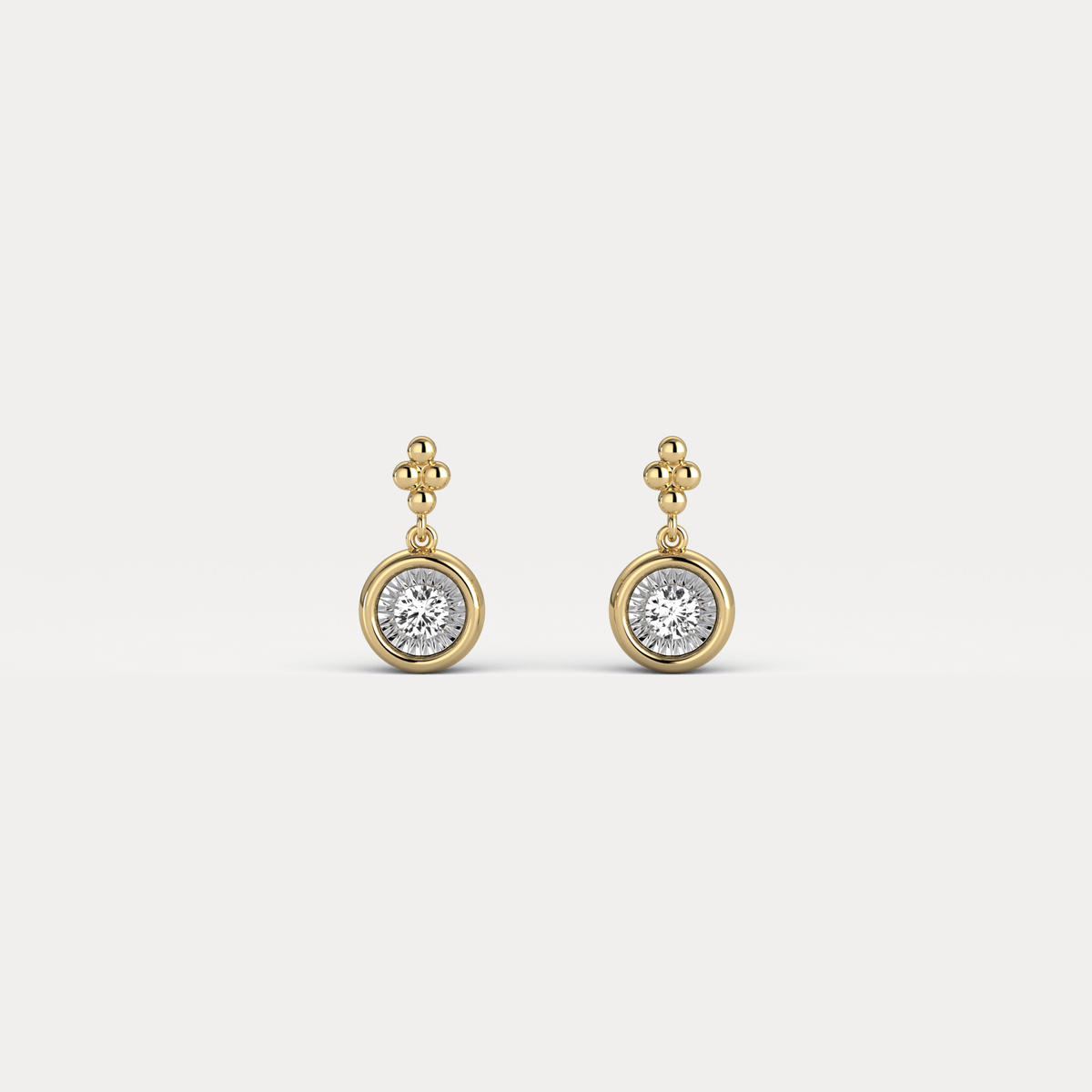 Sterling Silver Bezel Set Drop Earring with Lab - Grown Diamond - Earrings