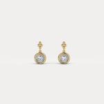 Sterling Silver Bezel Set Drop Earring with Lab - Grown Diamond - Earrings