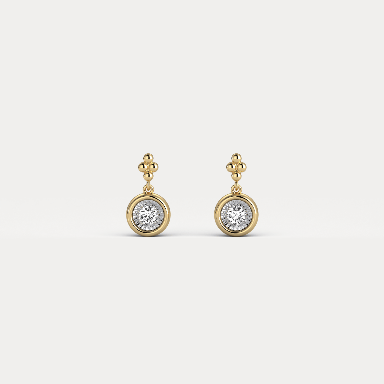 Sterling Silver Bezel Set Drop Earring with Lab - Grown Diamond - Earrings