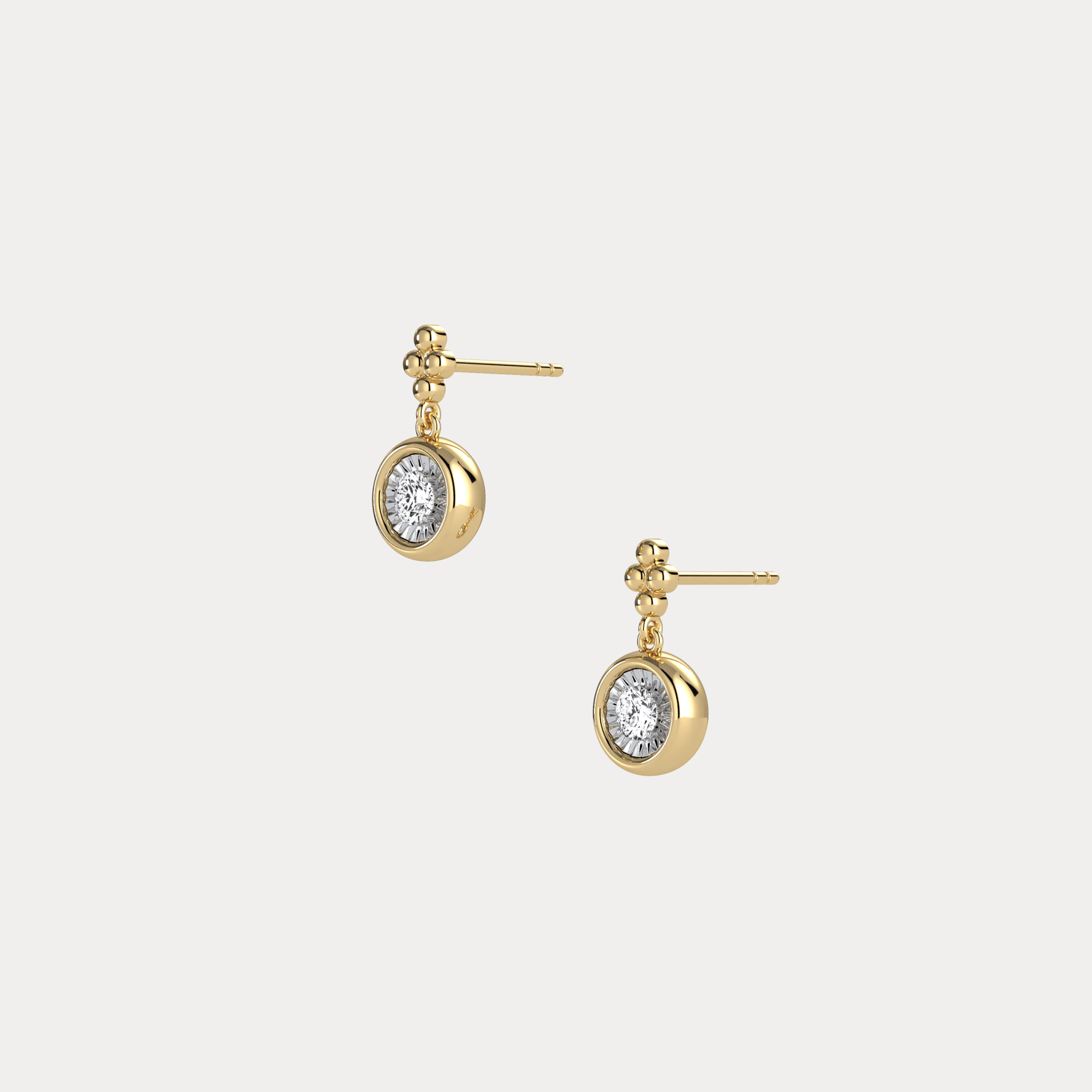 Sterling Silver Bezel Set Drop Earring with Lab - Grown Diamond - Earrings