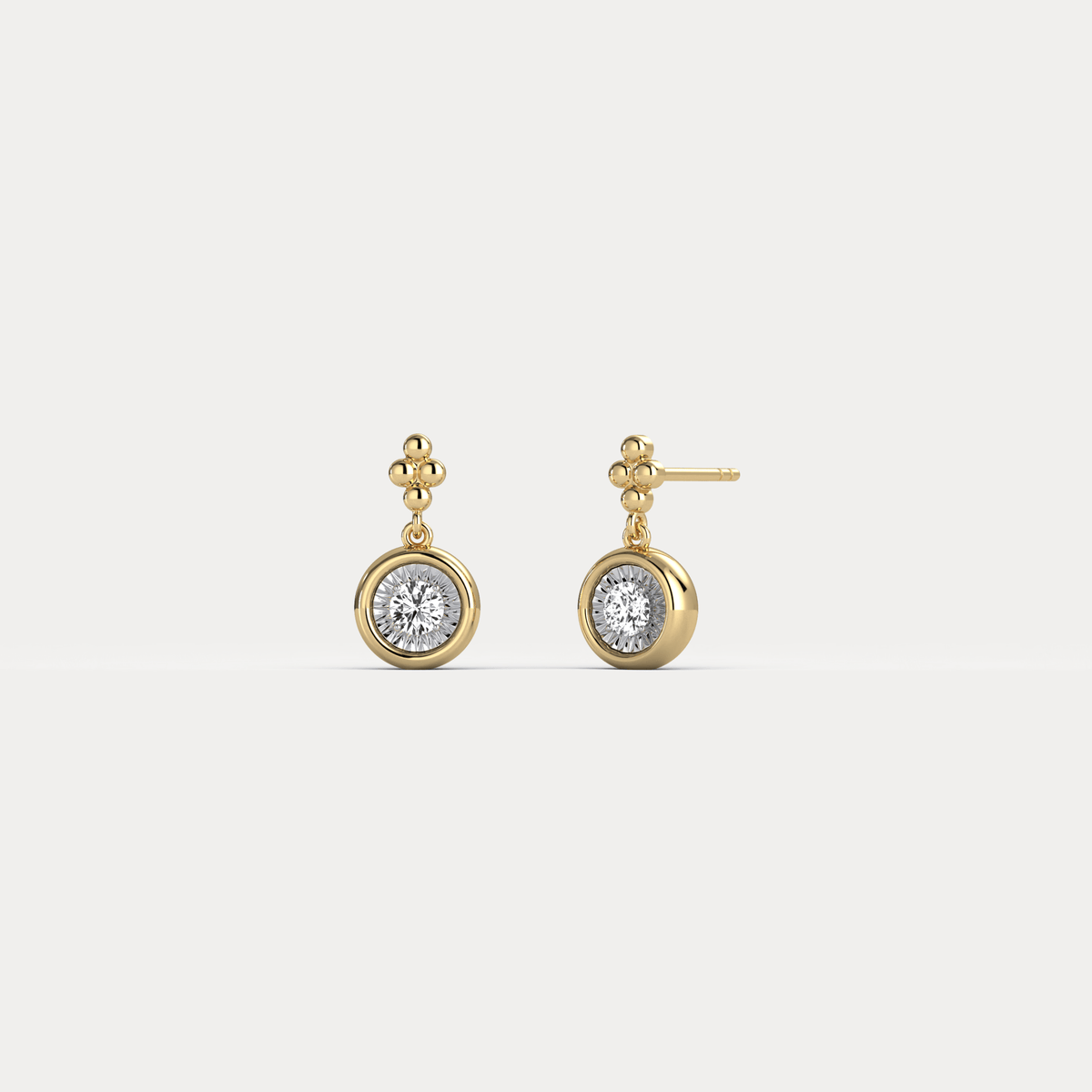 Sterling Silver Bezel Set Drop Earring with Lab - Grown Diamond - Earrings