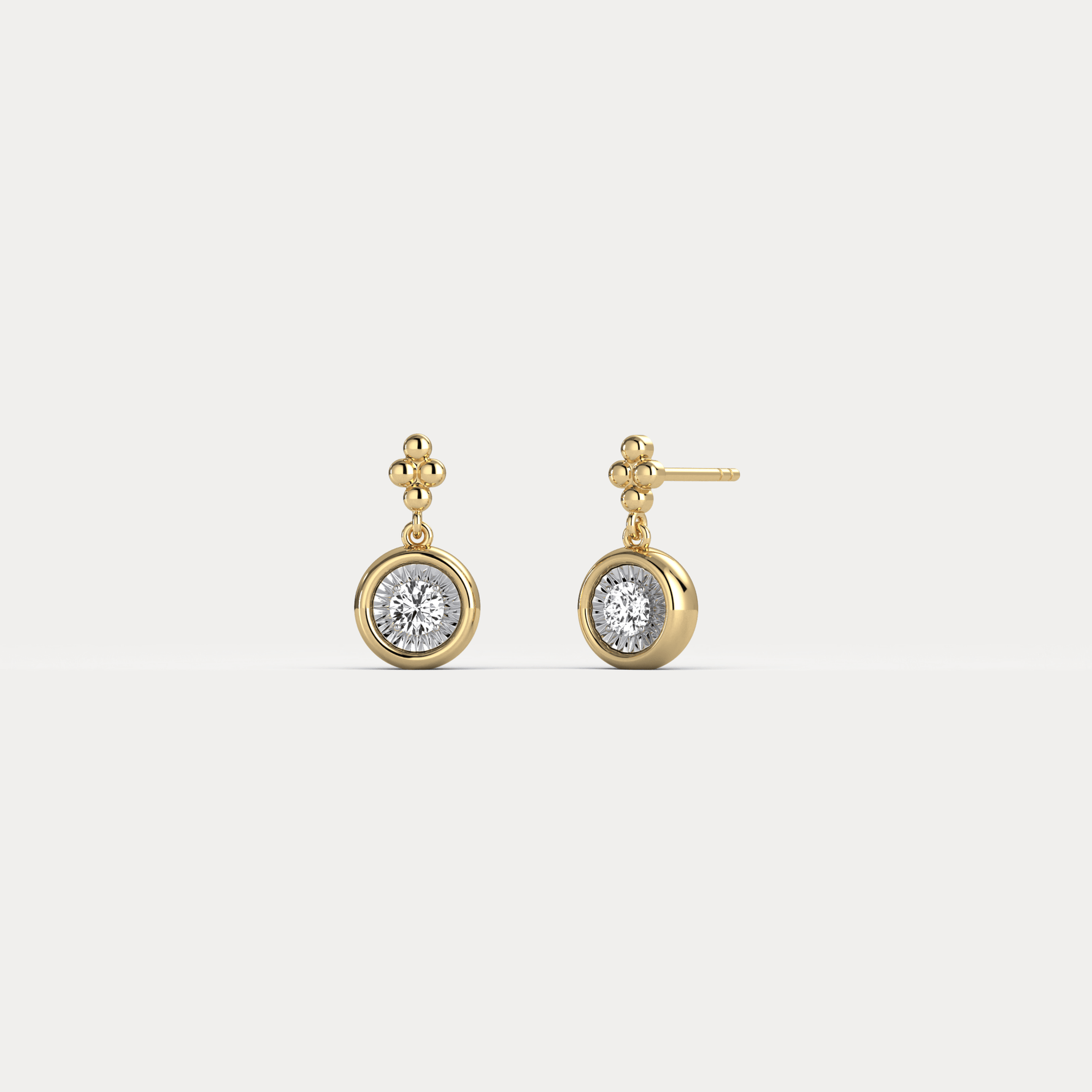 Sterling Silver Bezel Set Drop Earring with Lab - Grown Diamond - Earrings