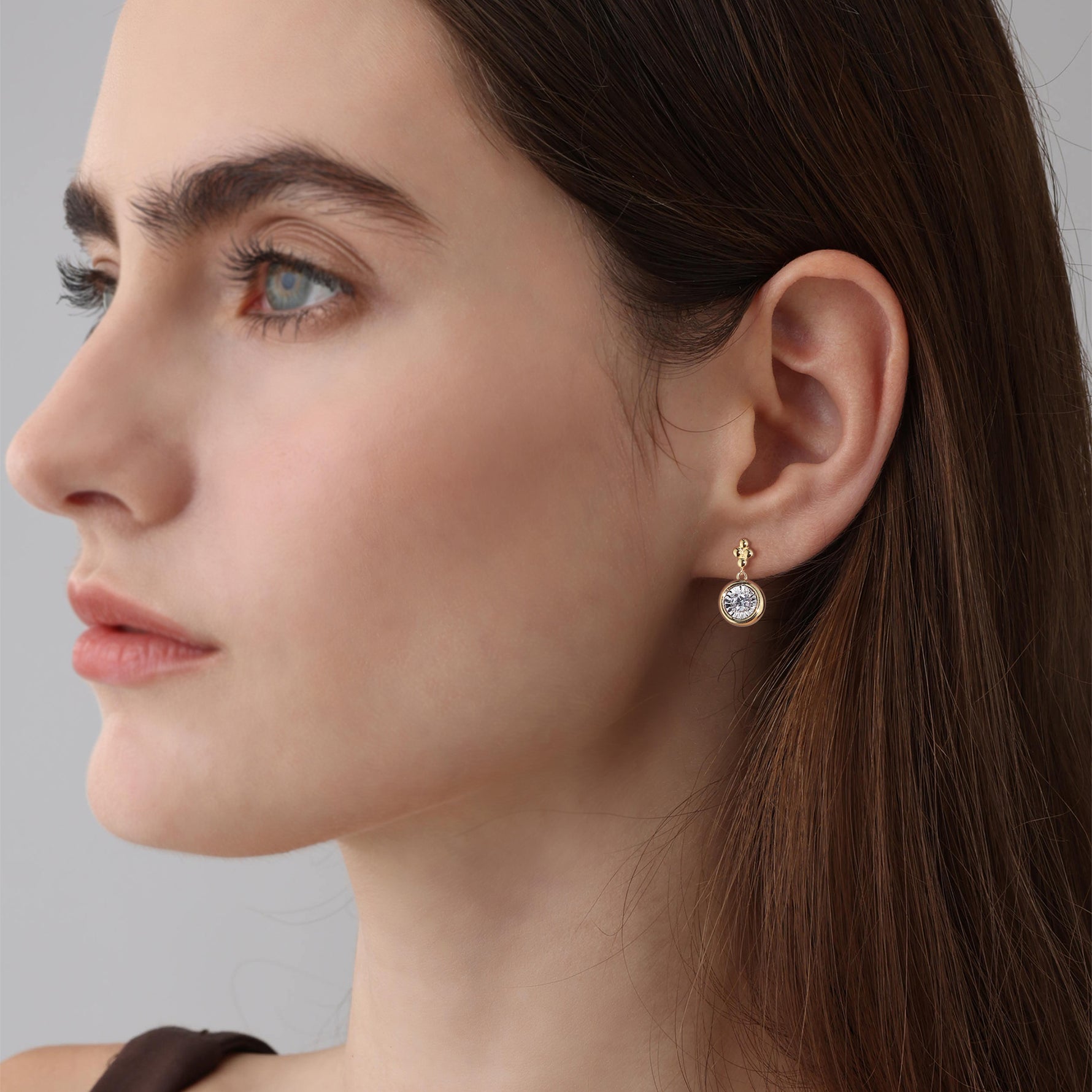 Sterling Silver Bezel Set Drop Earring with Lab - Grown Diamond - Earrings