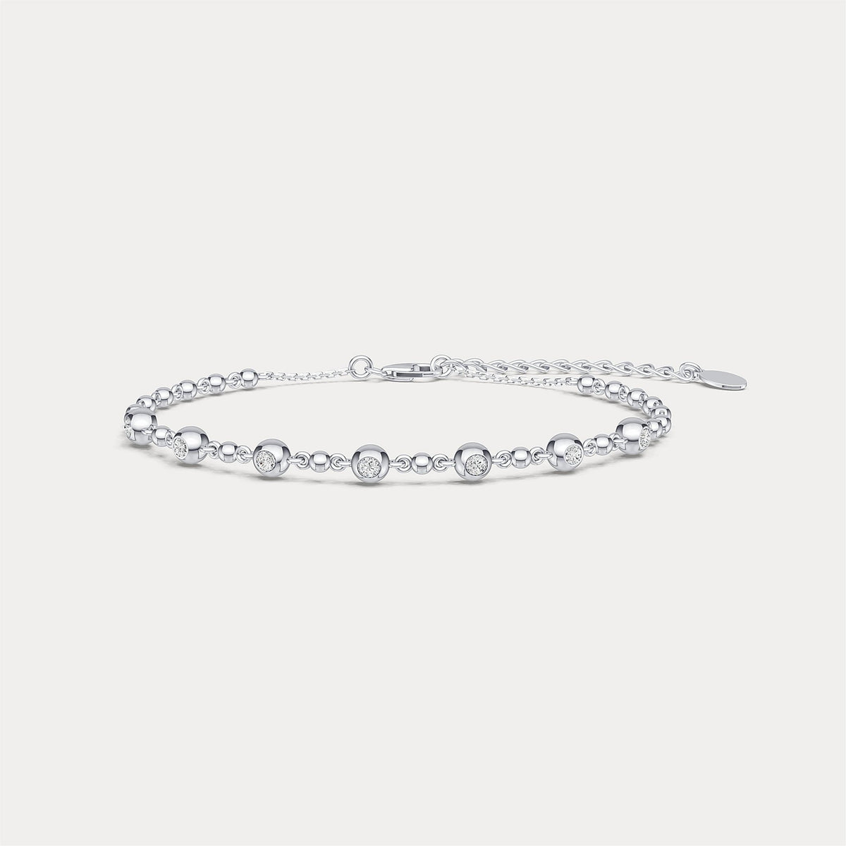 Bezel Set Lab - Grown Diamond Station Bracelet in Sterling Silver - Bracelets