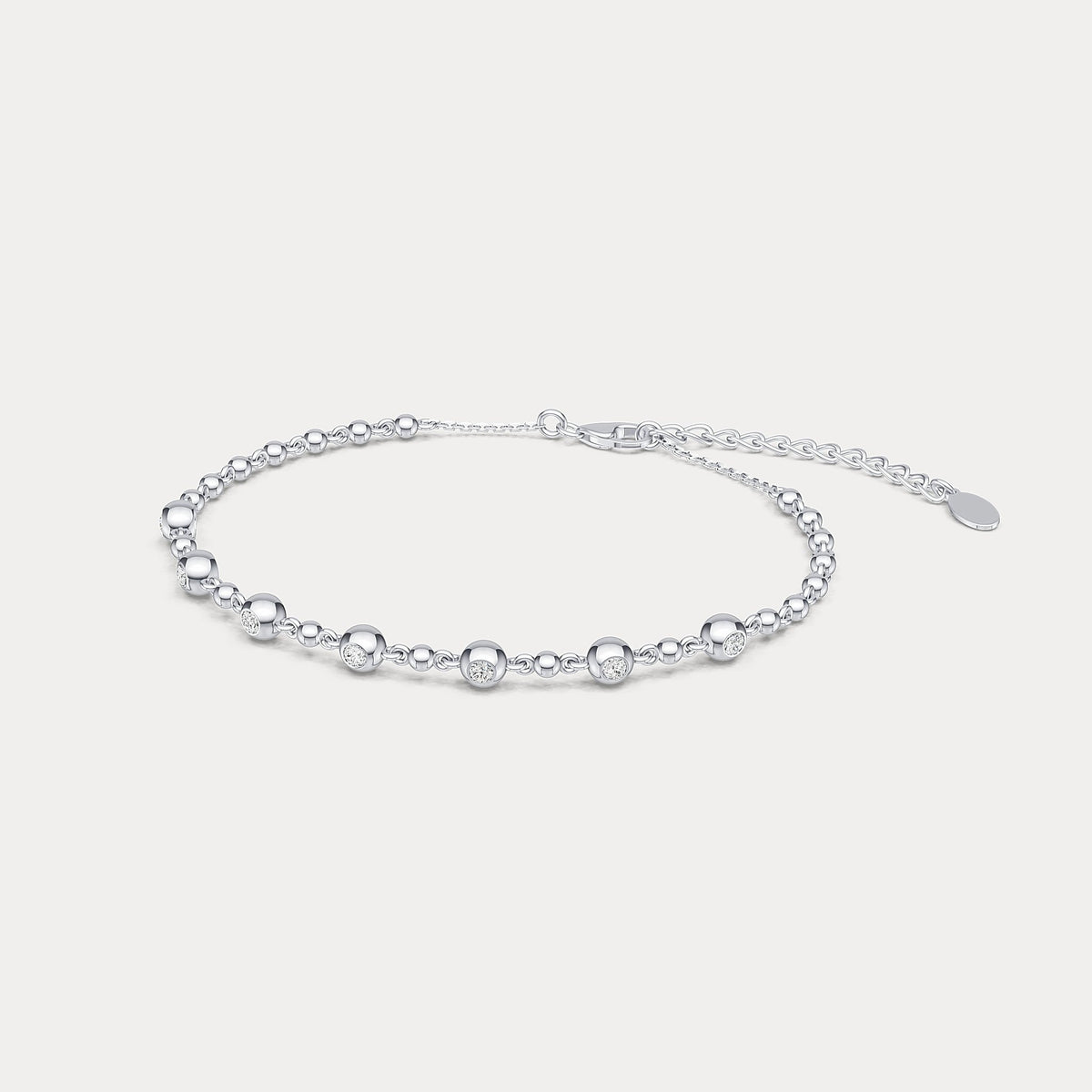 Bezel Set Lab - Grown Diamond Station Bracelet in Sterling Silver - Bracelets