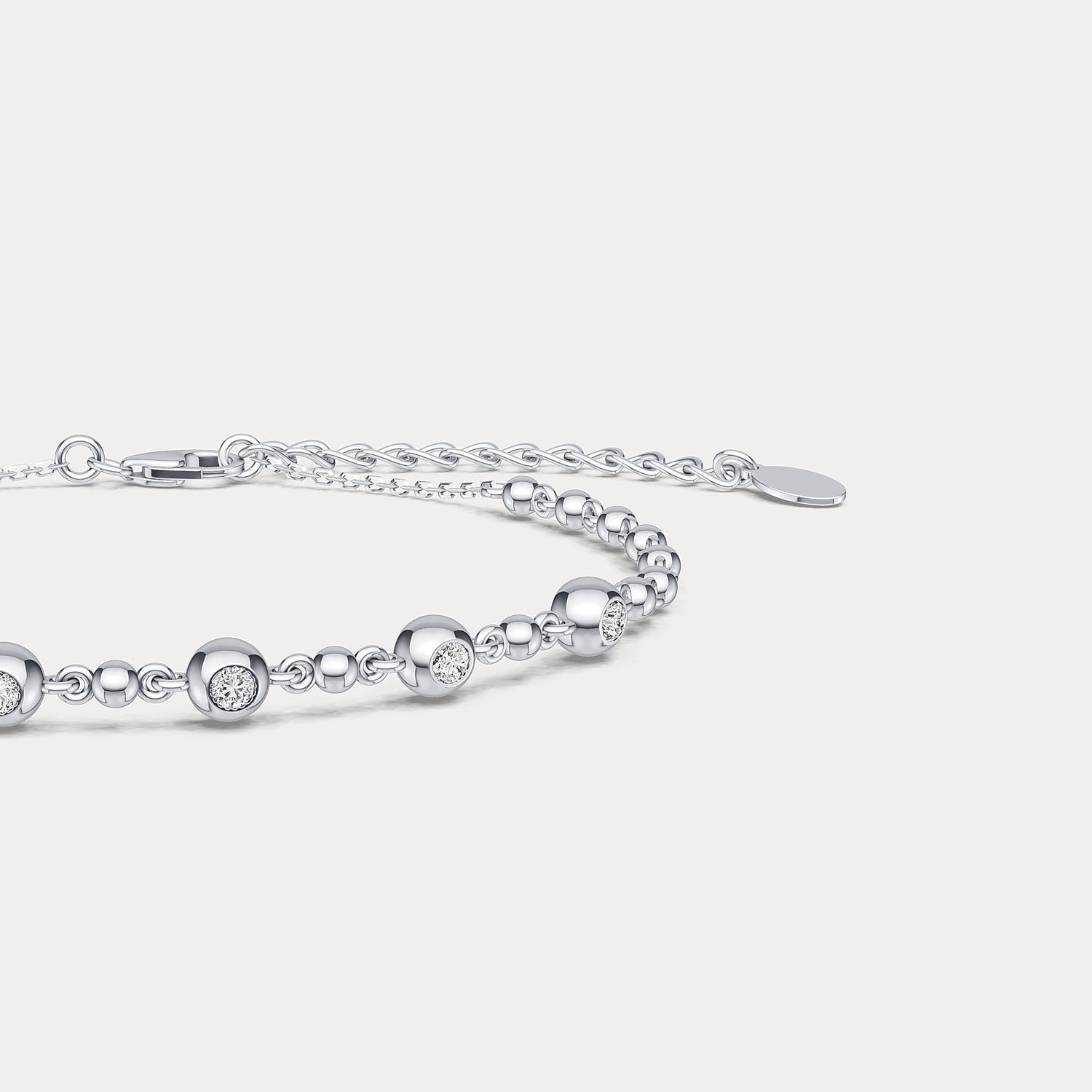 Bezel Set Lab - Grown Diamond Station Bracelet in Sterling Silver - Bracelets