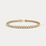 0.7 CTW Bezel - Set Lab - Grown Diamond Bar & Beaded Bracelet in 14K Gold/Platinum - Bracelets