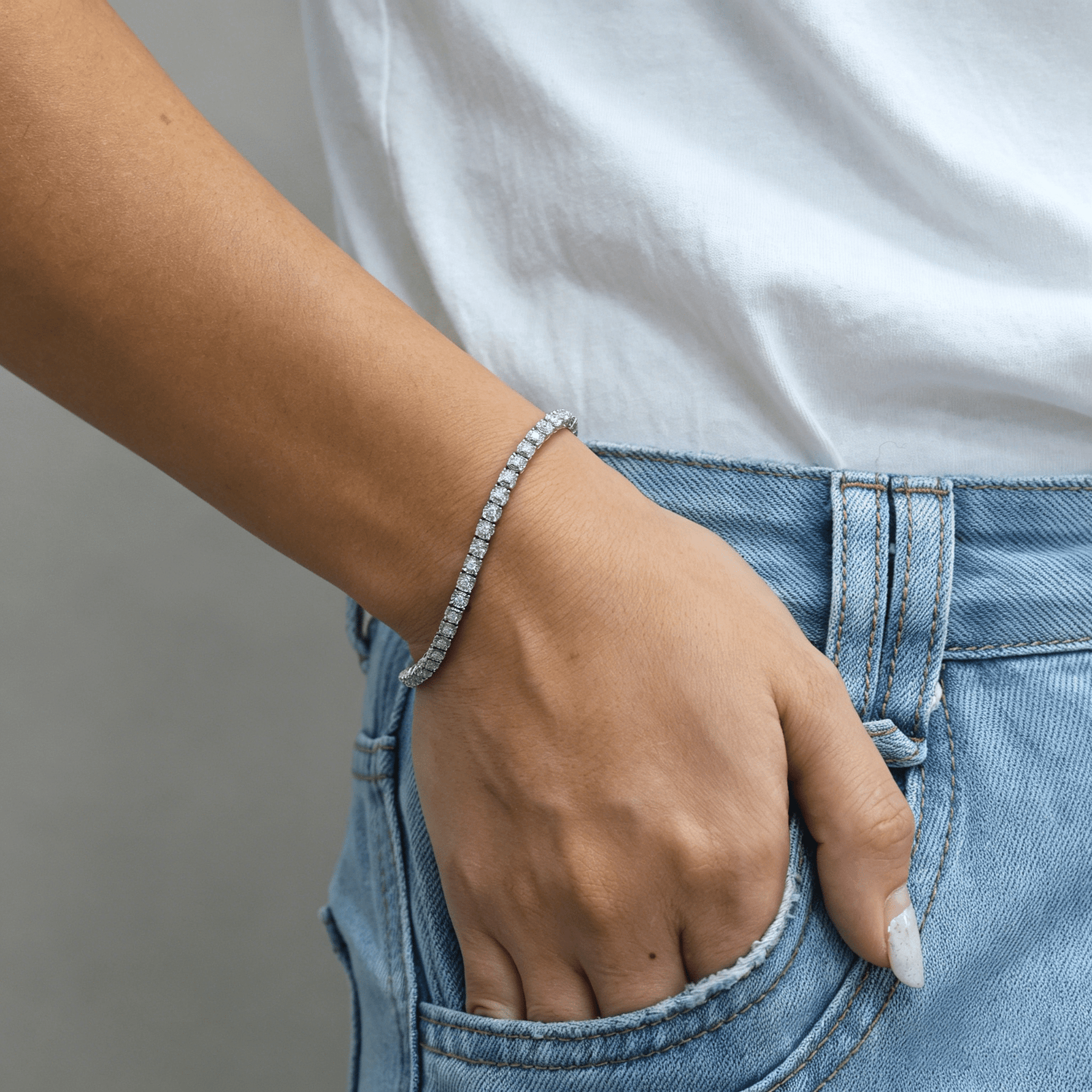 Brilliance Lab Created Diamond 1.00 CTW Tennis Bracelet in 925 Silver - Bracelets