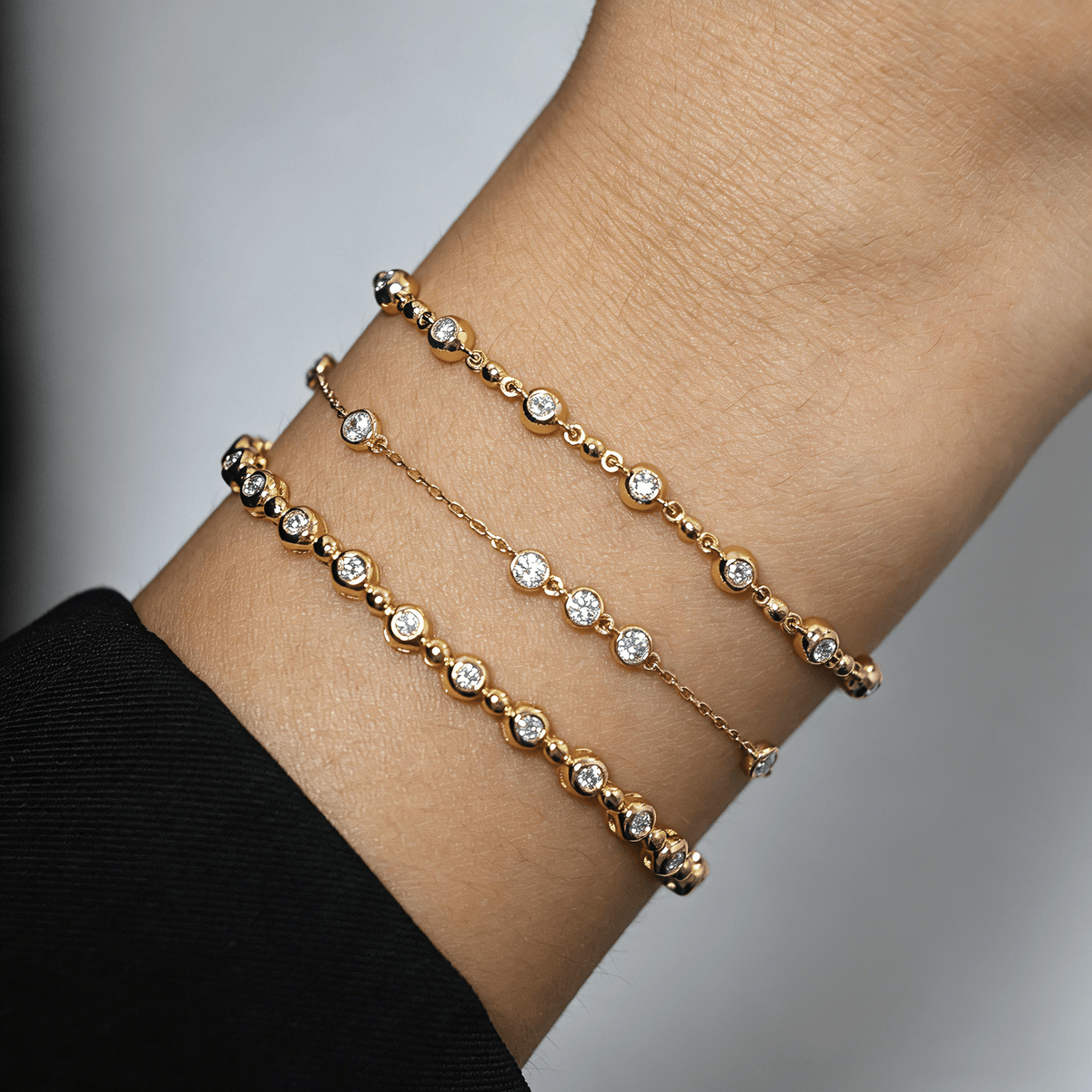 Bezel Set Lab - Grown Diamond Cluster Station Bracelet in Sterling Silver - Bracelets