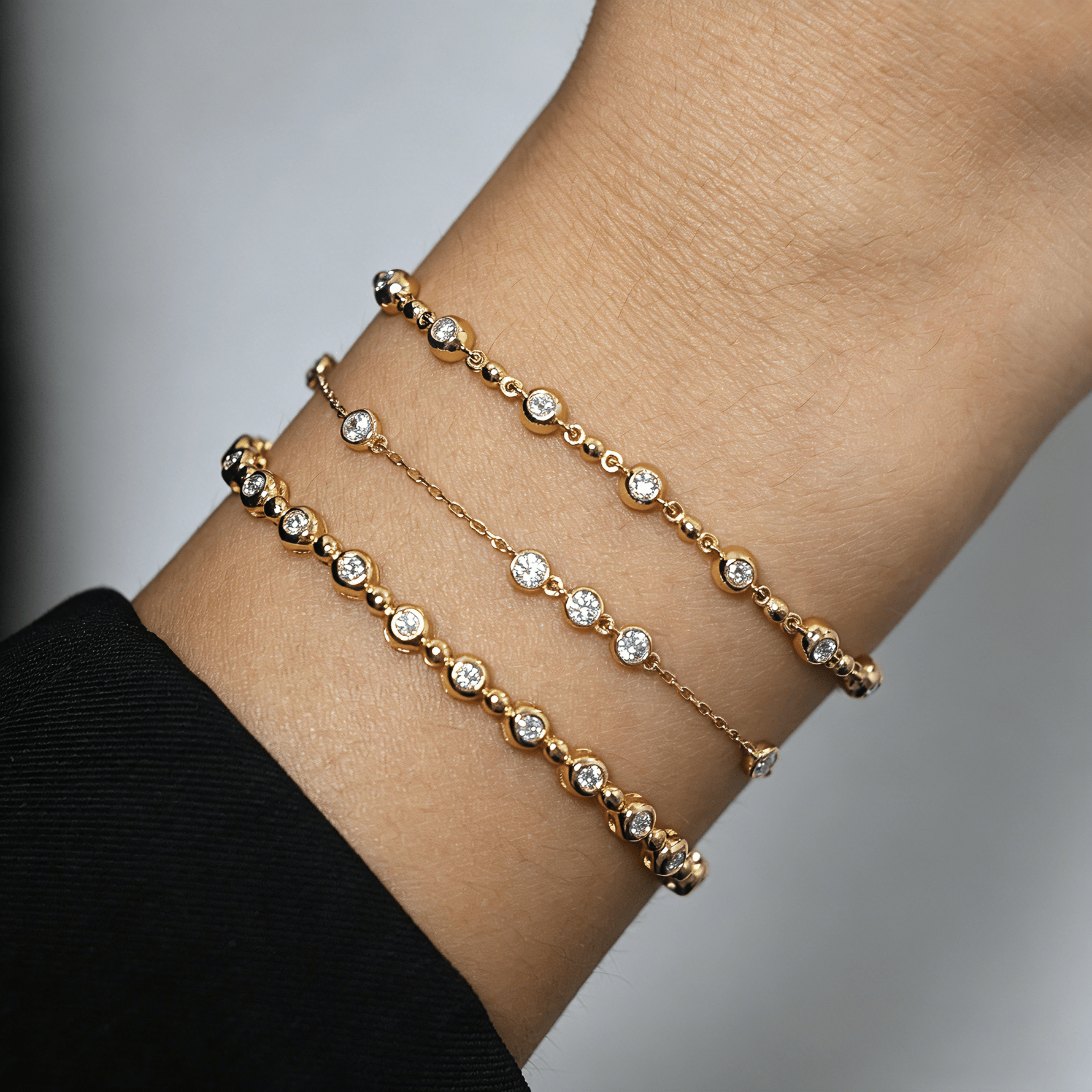 Bezel Set Lab - Grown Diamond Cluster Station Bracelet in Sterling Silver - Bracelets