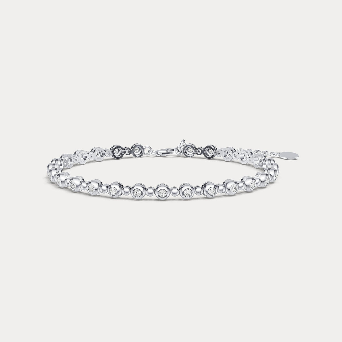 1 CTW Bezel Set Lab - Grown Diamond Eternity Tennis Bracelet in Sterling Silver - Bracelets
