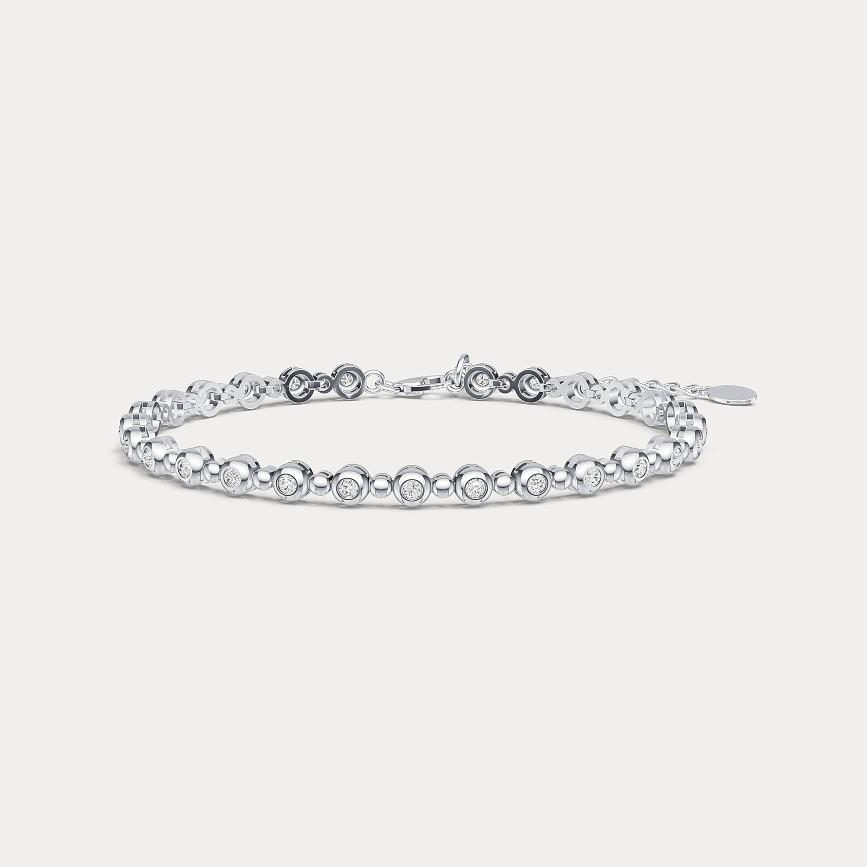 1 CTW Bezel Set Lab - Grown Diamond Eternity Tennis Bracelet in Sterling Silver - Bracelets