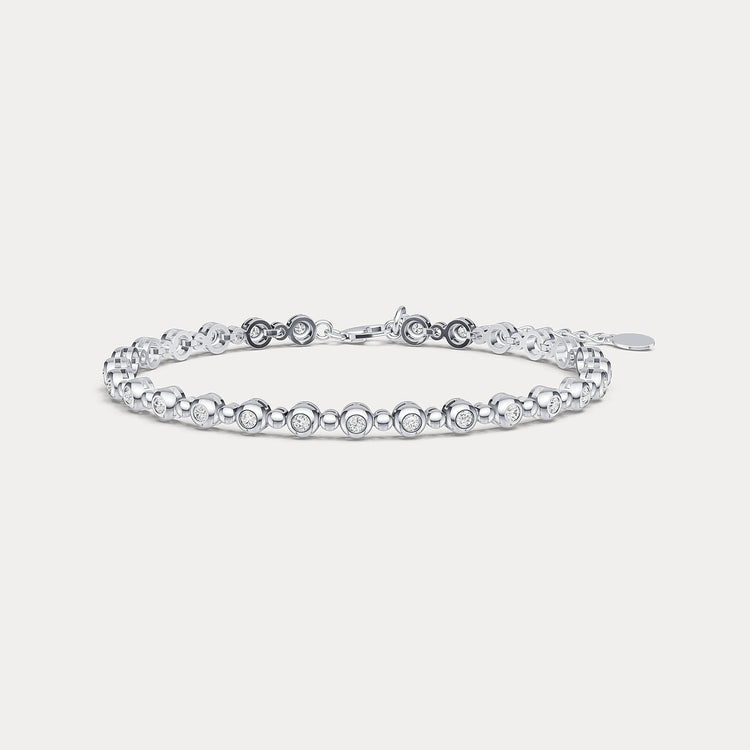 1 CTW Bezel Set Lab - Grown Diamond Eternity Tennis Bracelet in Sterling Silver - Bracelets