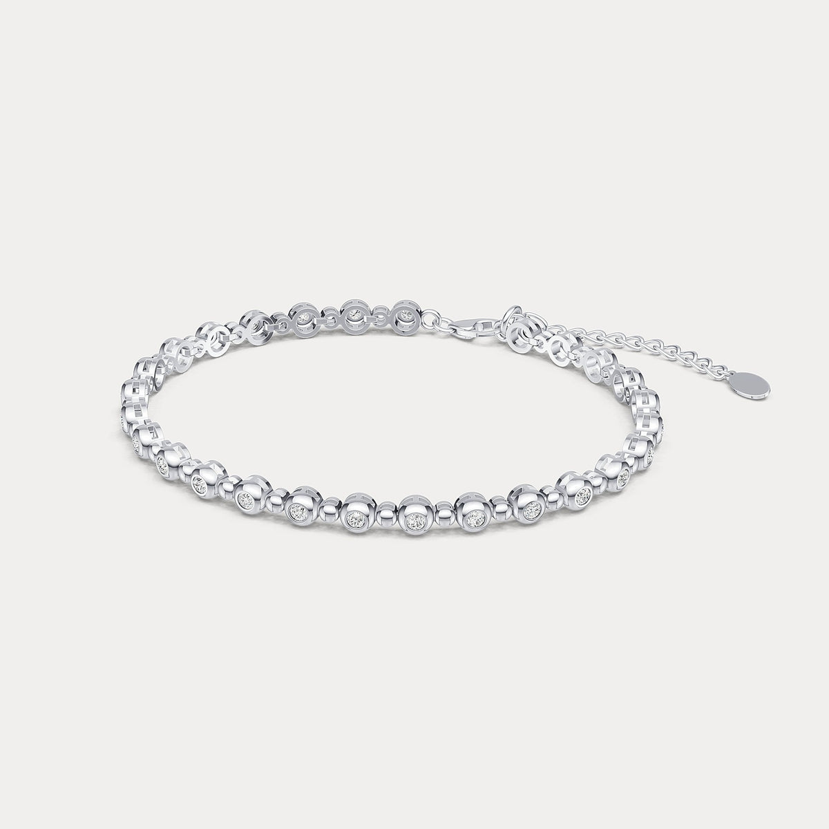 1 CTW Bezel Set Lab - Grown Diamond Eternity Tennis Bracelet in Sterling Silver - Bracelets