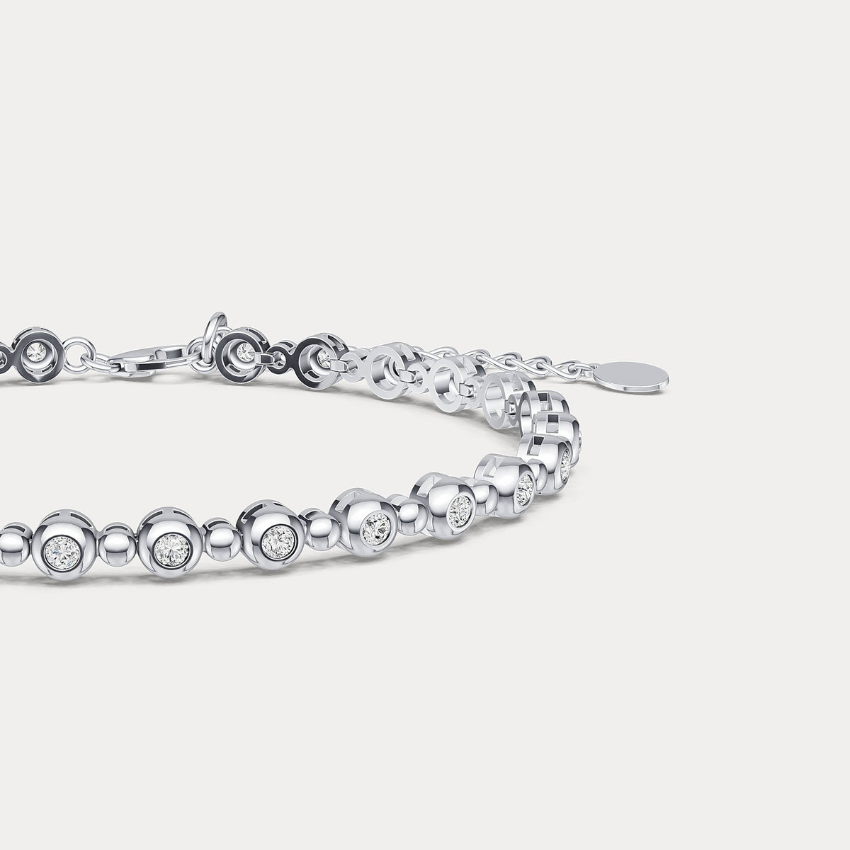 1 CTW Bezel Set Lab - Grown Diamond Eternity Tennis Bracelet in Sterling Silver - Bracelets
