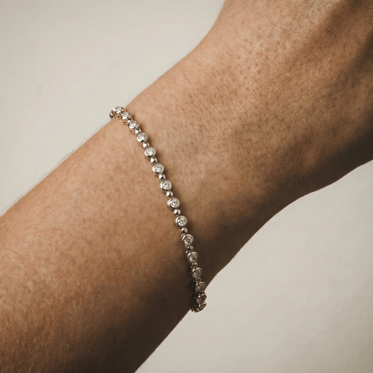 1 CTW Bezel Set Lab - Grown Diamond Eternity Tennis Bracelet in Sterling Silver - Bracelets