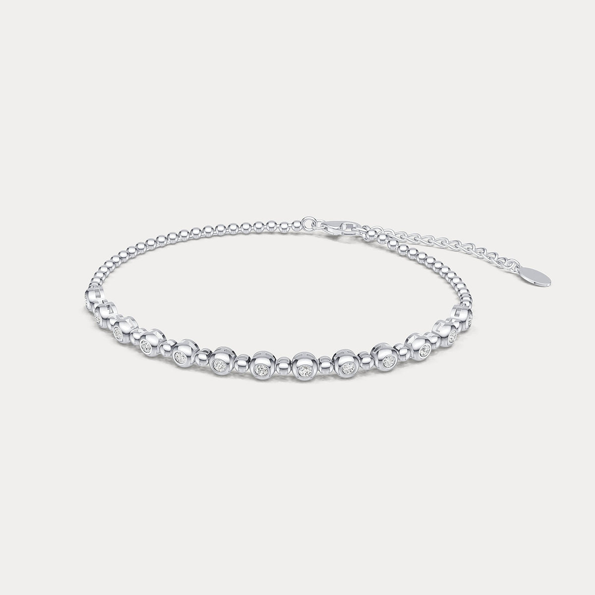 Bezel Set Lab - Grown Diamond Half Tennis Bracelet in Sterling Silver - Bracelets