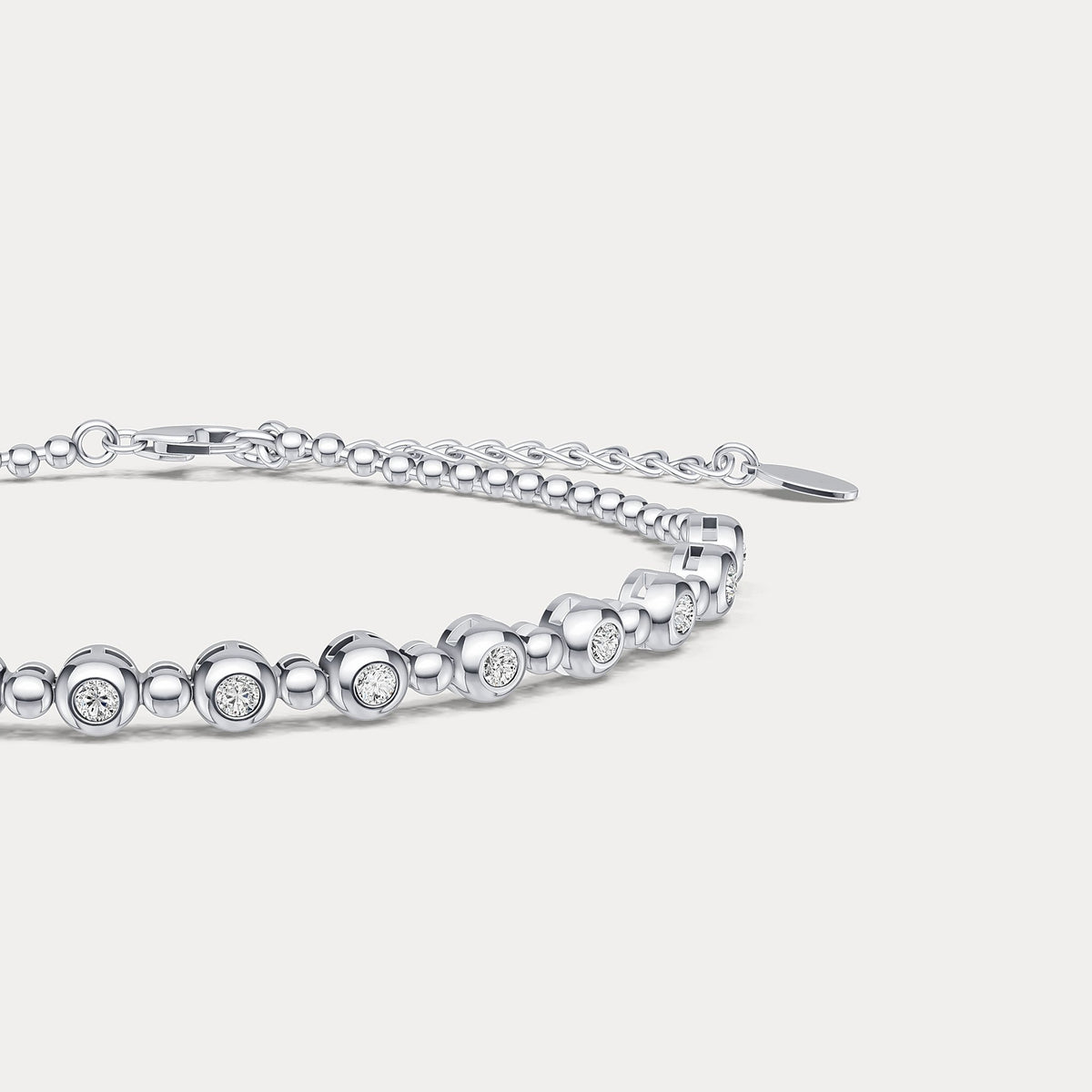 Bezel Set Lab - Grown Diamond Half Tennis Bracelet in Sterling Silver - Bracelets