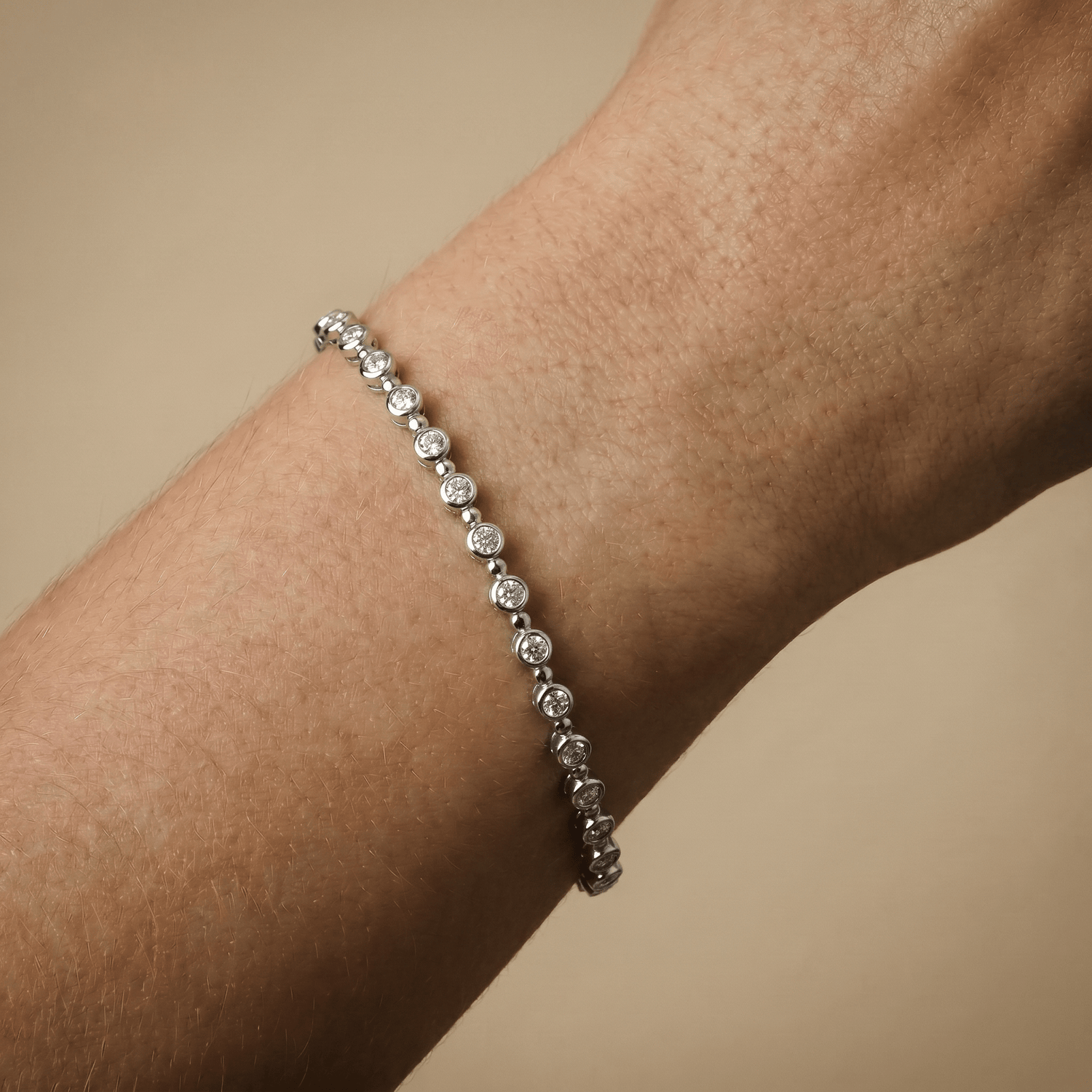 Bezel Set Lab - Grown Diamond Half Tennis Bracelet in Sterling Silver - Bracelets