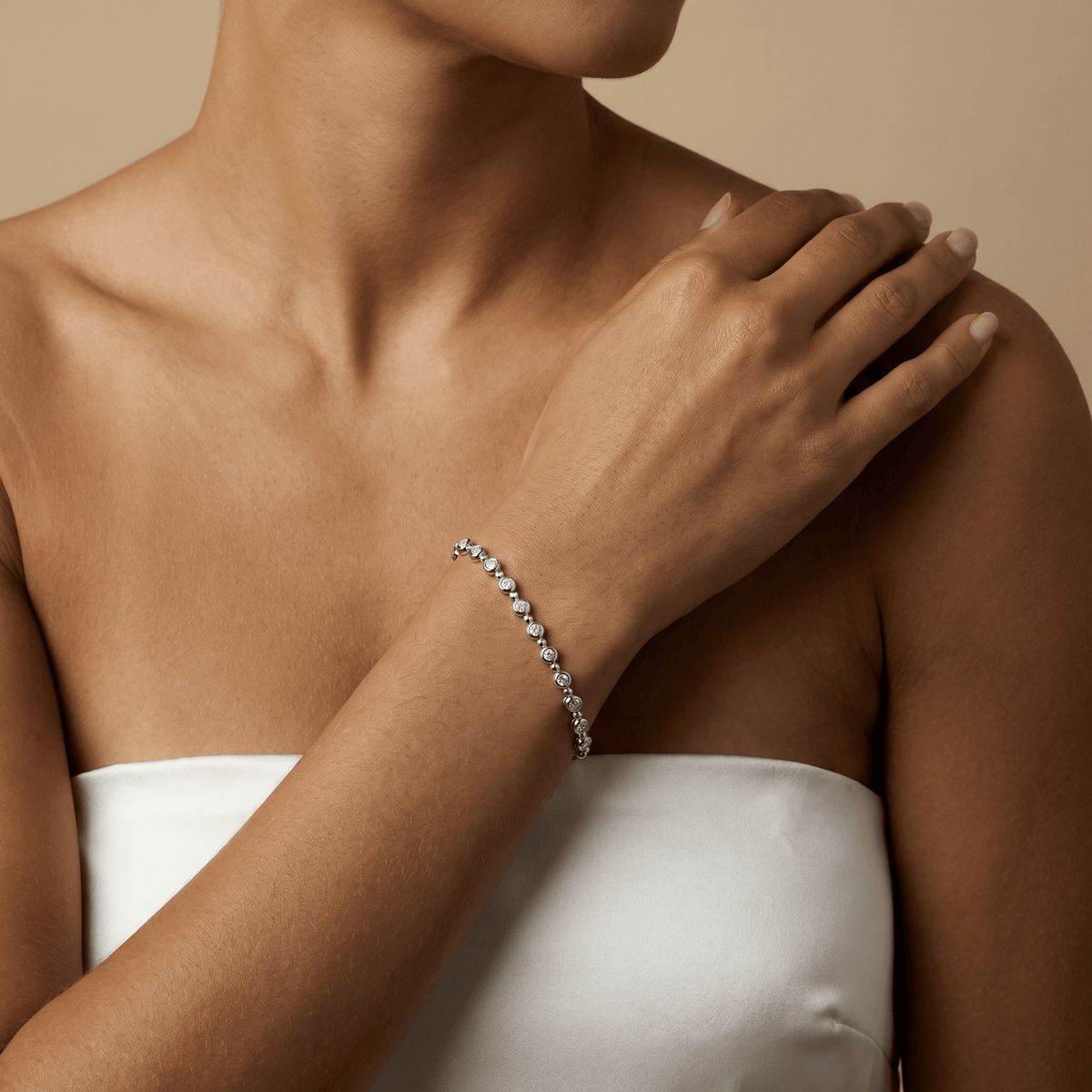 Bezel Set Lab - Grown Diamond Half Tennis Bracelet in Sterling Silver - Bracelets