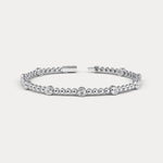 1 Carat Modern Beaded Lab - Grown Diamond Tennis Bracelet in Sterling Silver - Bezel Set - Bracelets