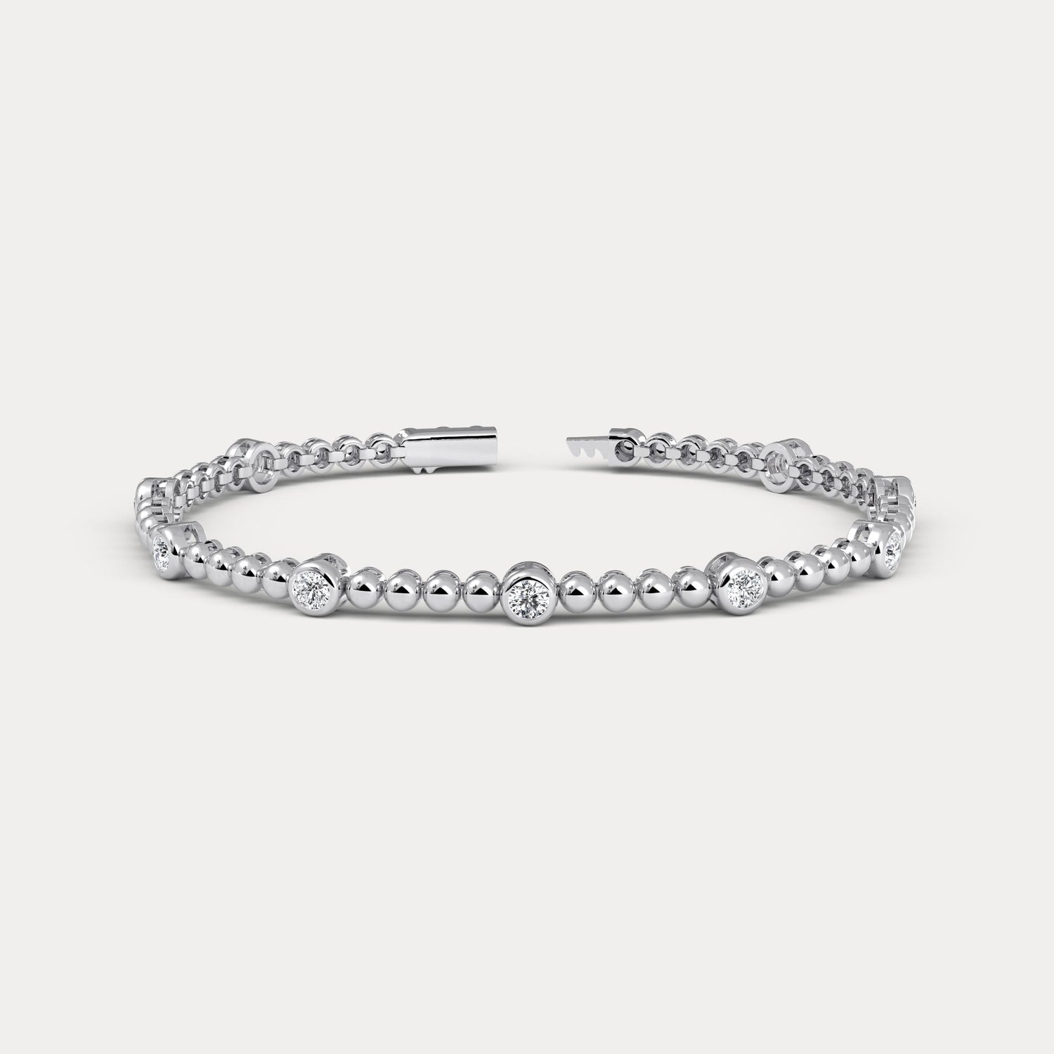 1 Carat Modern Beaded Lab - Grown Diamond Tennis Bracelet in Sterling Silver - Bezel Set - Bracelets