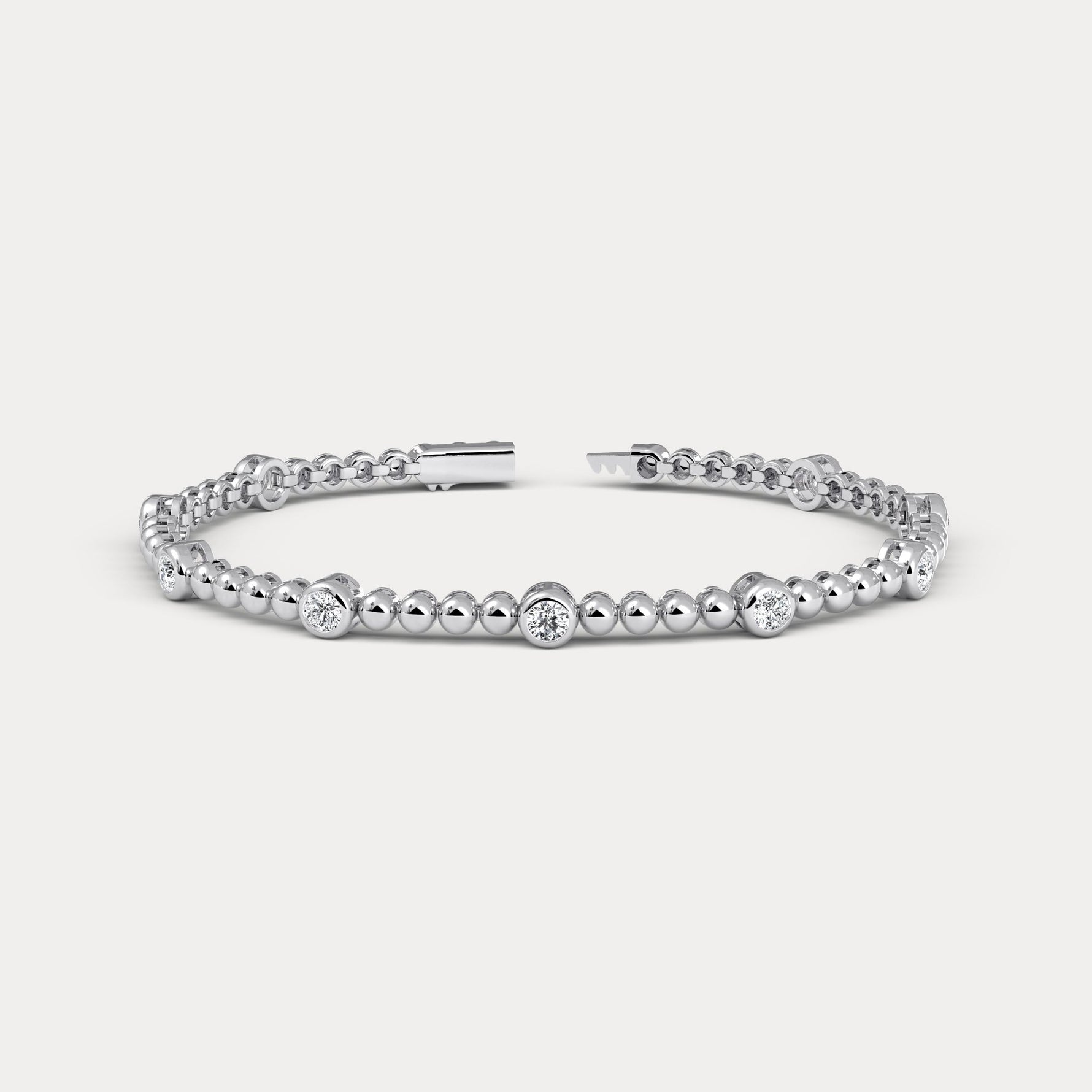 1 Carat Modern Beaded Lab - Grown Diamond Tennis Bracelet in Sterling Silver - Bezel Set - Bracelets