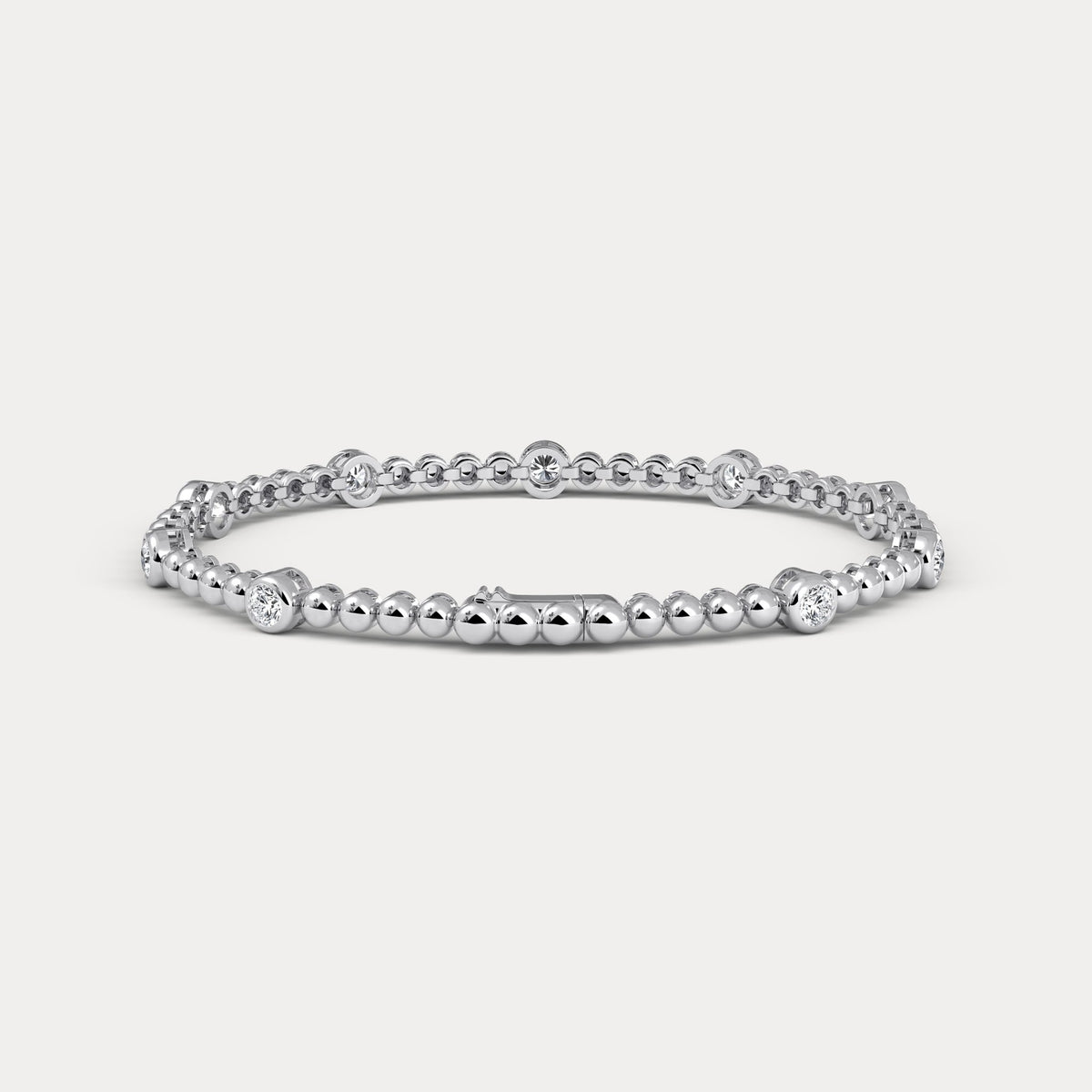 1 Carat Modern Beaded Lab - Grown Diamond Tennis Bracelet in Sterling Silver - Bezel Set - Bracelets
