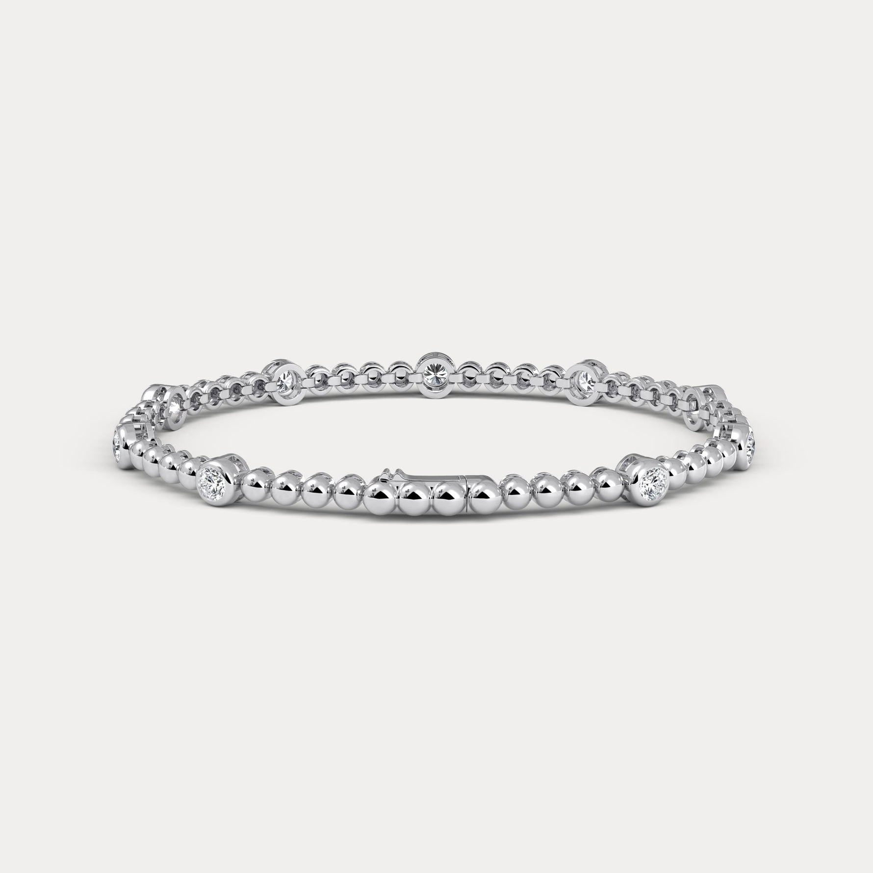 1 Carat Modern Beaded Lab - Grown Diamond Tennis Bracelet in Sterling Silver - Bezel Set - Bracelets