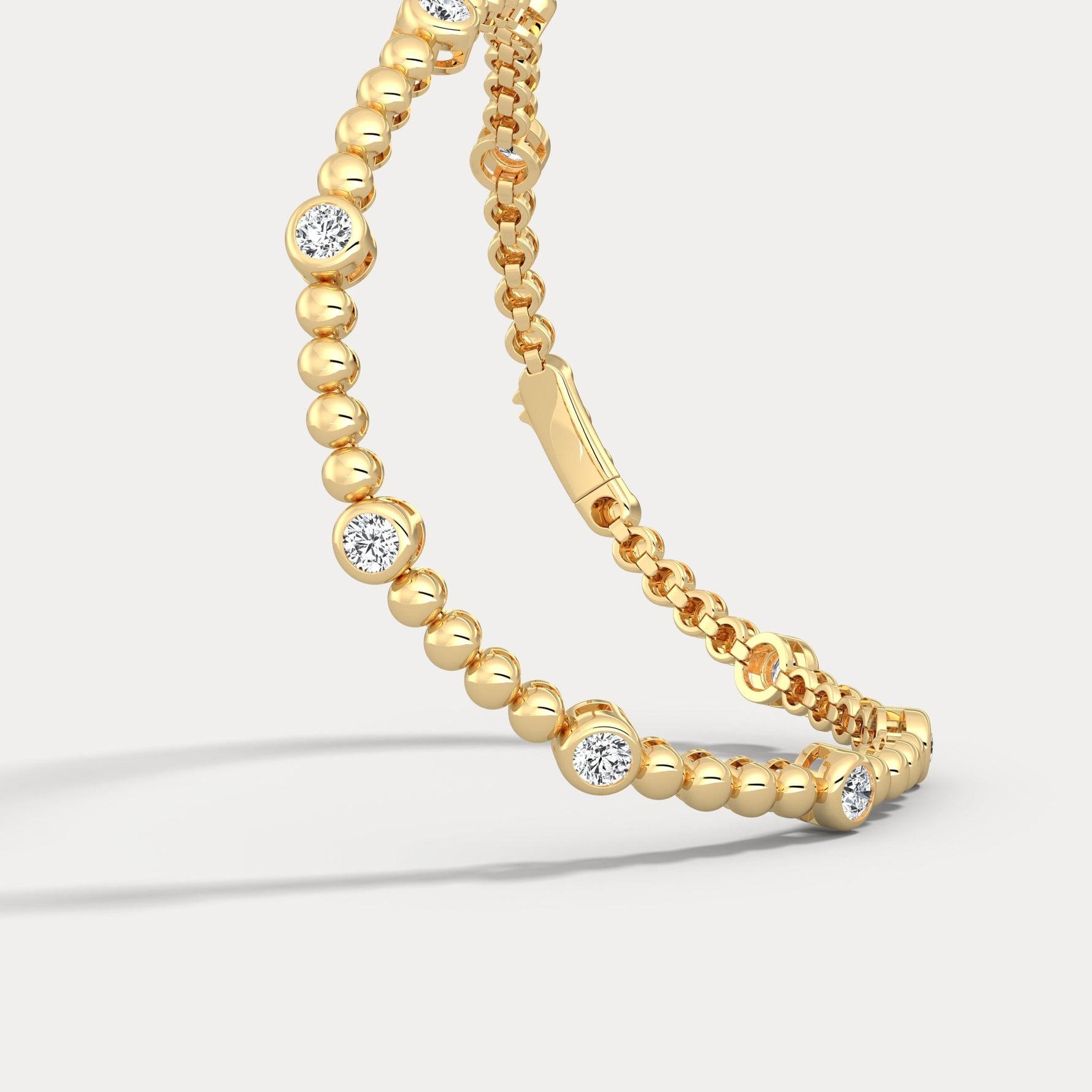 1 Carat Modern Beaded Lab - Grown Diamond Tennis Bracelet in Sterling Silver - Bezel Set - Bracelets