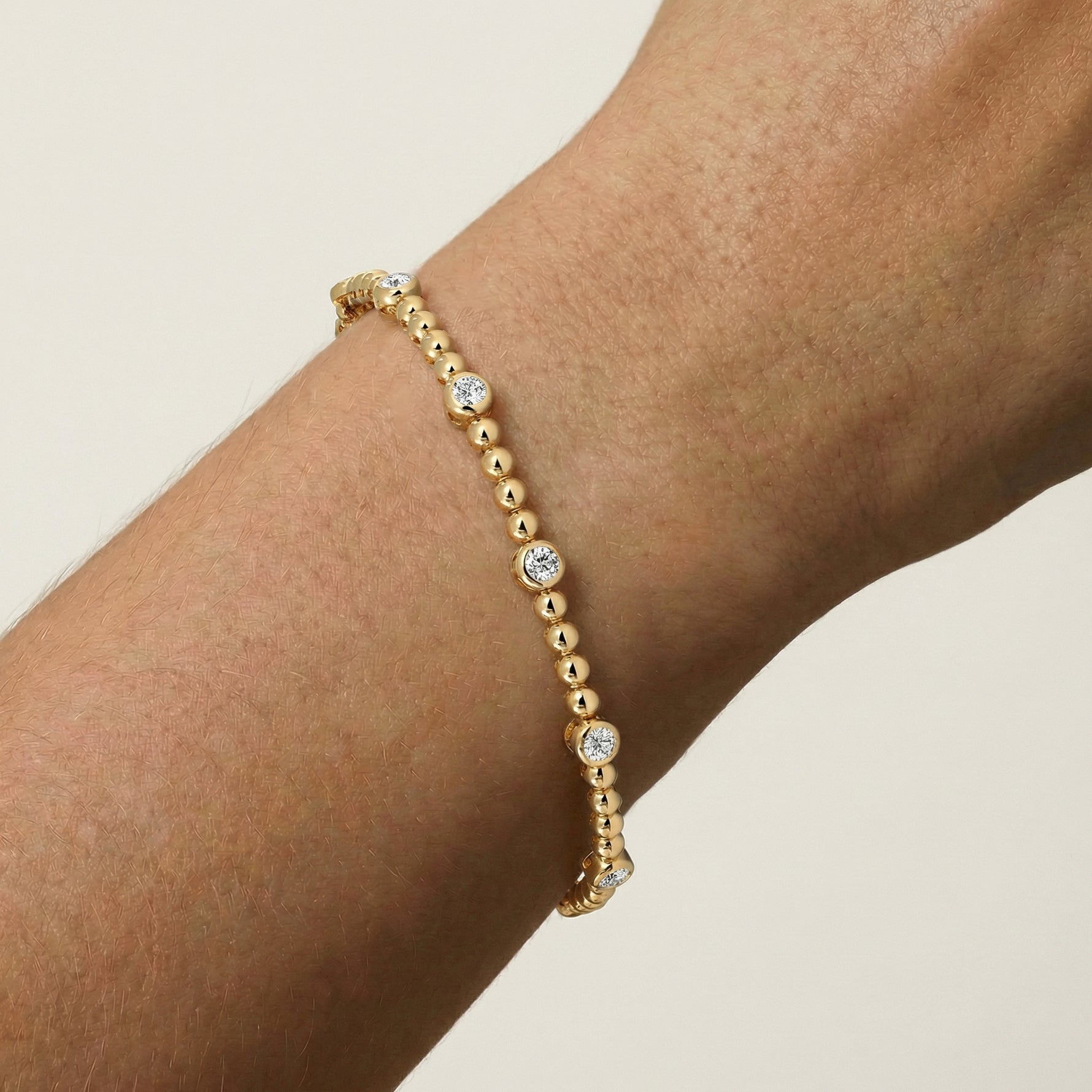 1 CTW Modern Beaded Lab - Grown Diamond Tennis Bracelet in Sterling Silver - Bezel Set - Bracelets