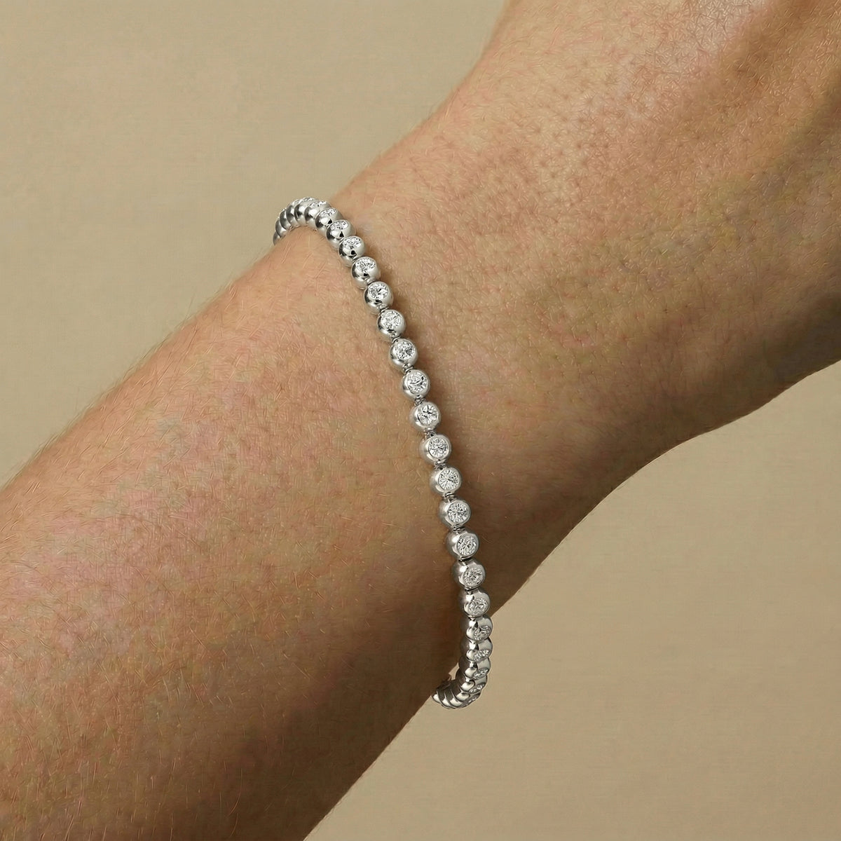 2 CTW Bezel Set Lab - Grown Diamond Tennis Bracelet in Sterling Silver - Bracelets