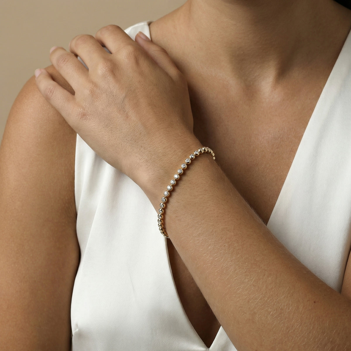 2 CTW Bezel Set Lab - Grown Diamond Tennis Bracelet in Sterling Silver - Bracelets