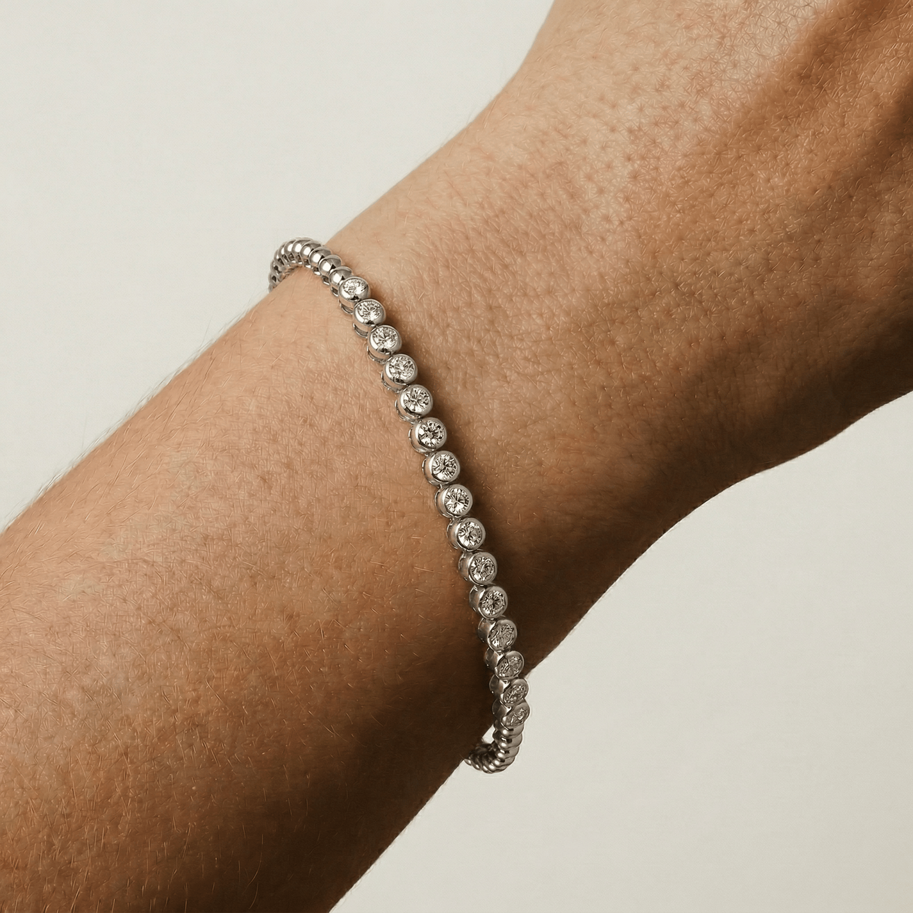 1 CTW Bezel Set Lab - Grown Diamond Tennis Bracelet in Sterling Silver - Bracelets