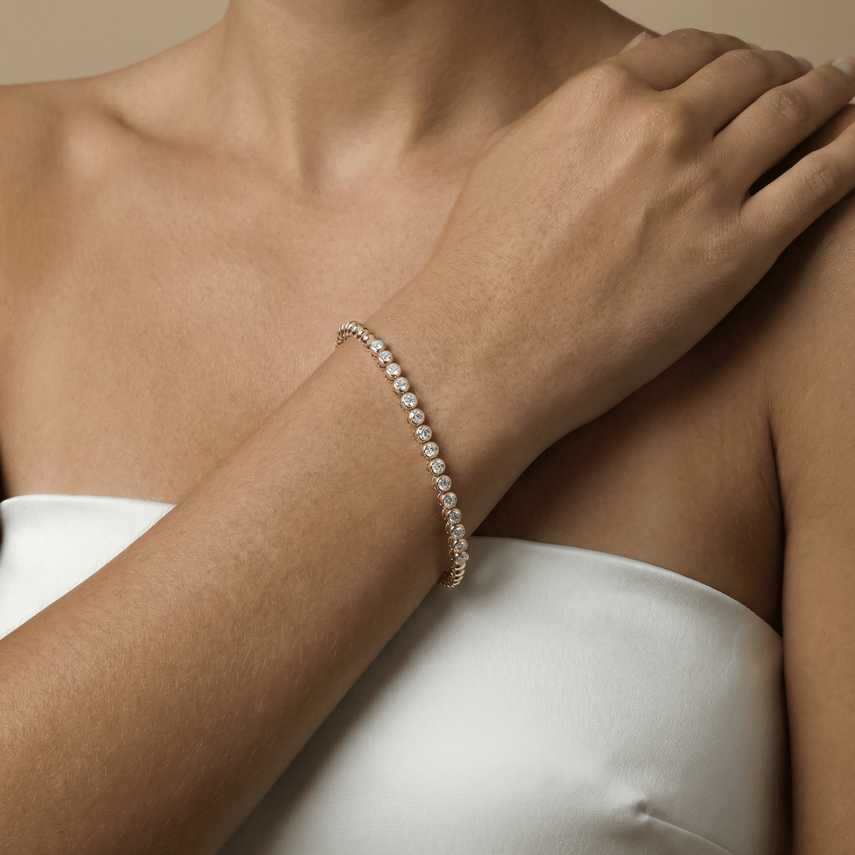 1 CTW Bezel Set Lab - Grown Diamond Tennis Bracelet in Sterling Silver - Bracelets